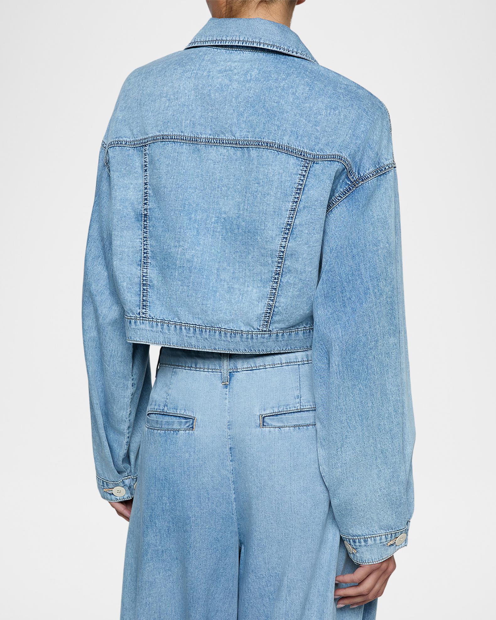 L'AGENCE Gaines Balloon-Sleeve Denim Jacket | Neiman Marcus