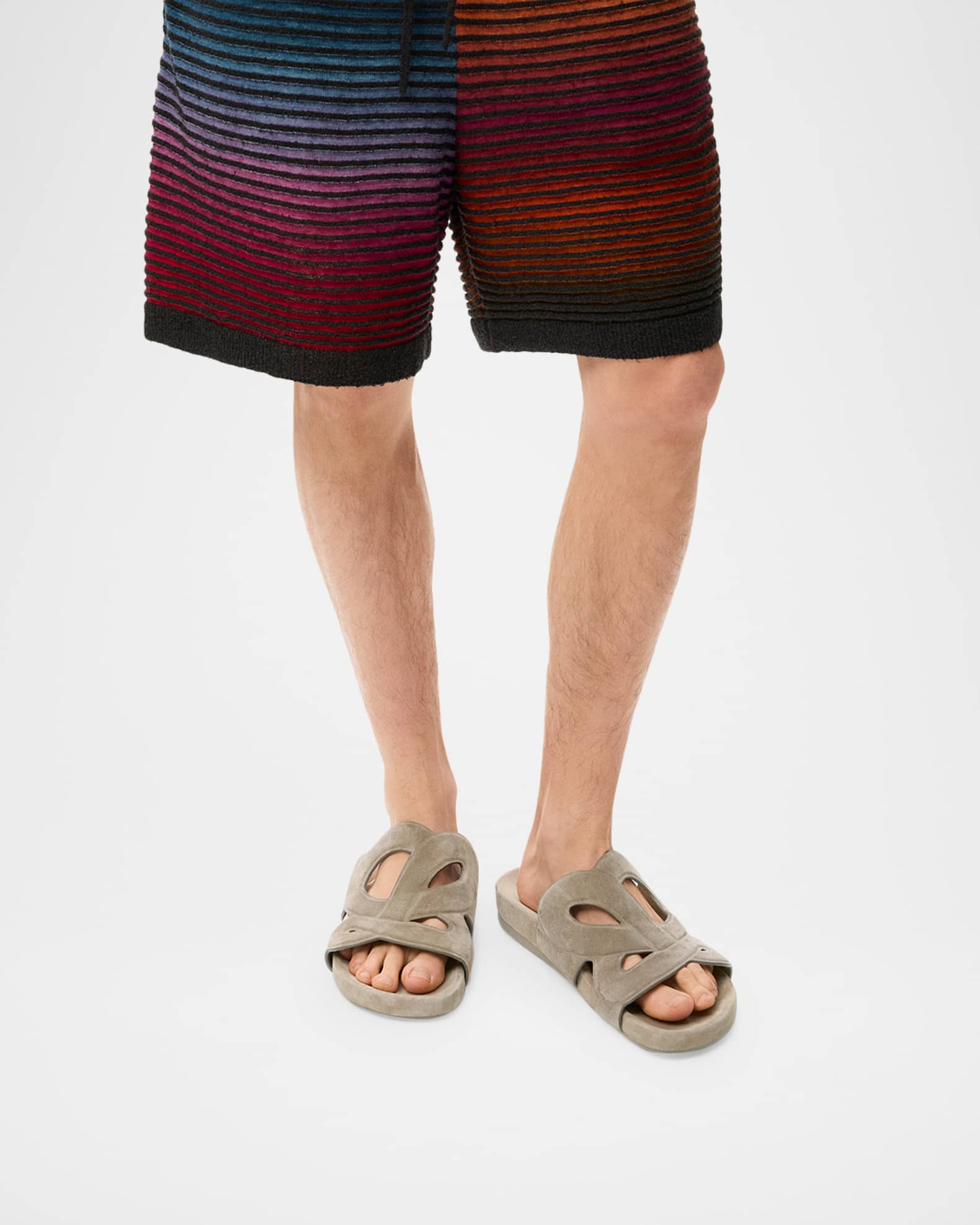 Loewe x Paula's Ibiza Men's Ease Monogram Suede Sandals | Neiman