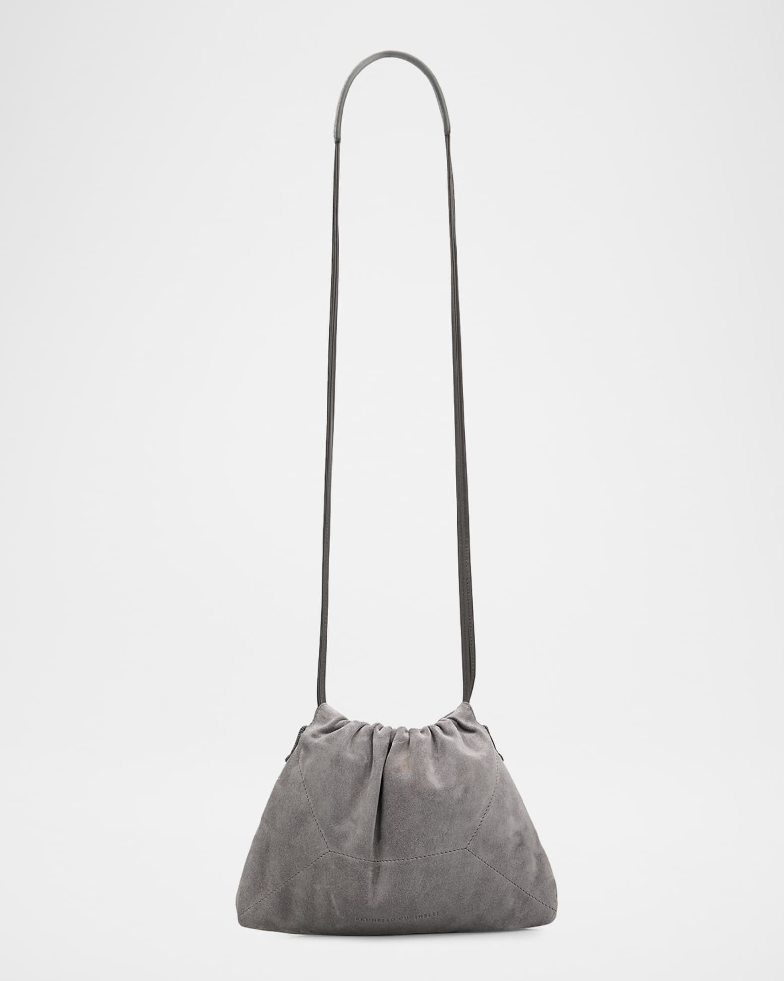 Brunello Cucinelli Suede Drawstring Shoulder Bag | Neiman Marcus