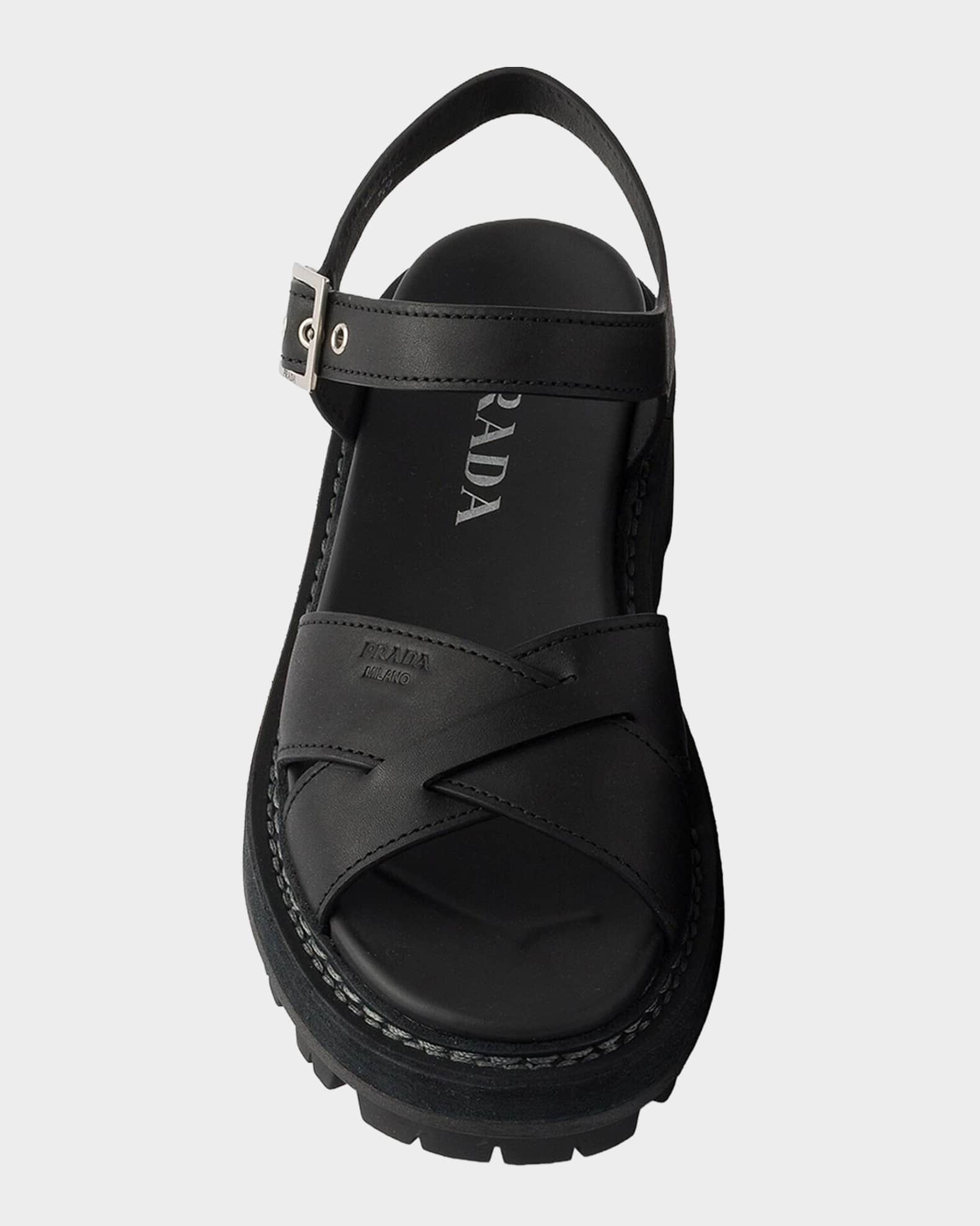 Prada 55mm Leather Sandals | Neiman Marcus