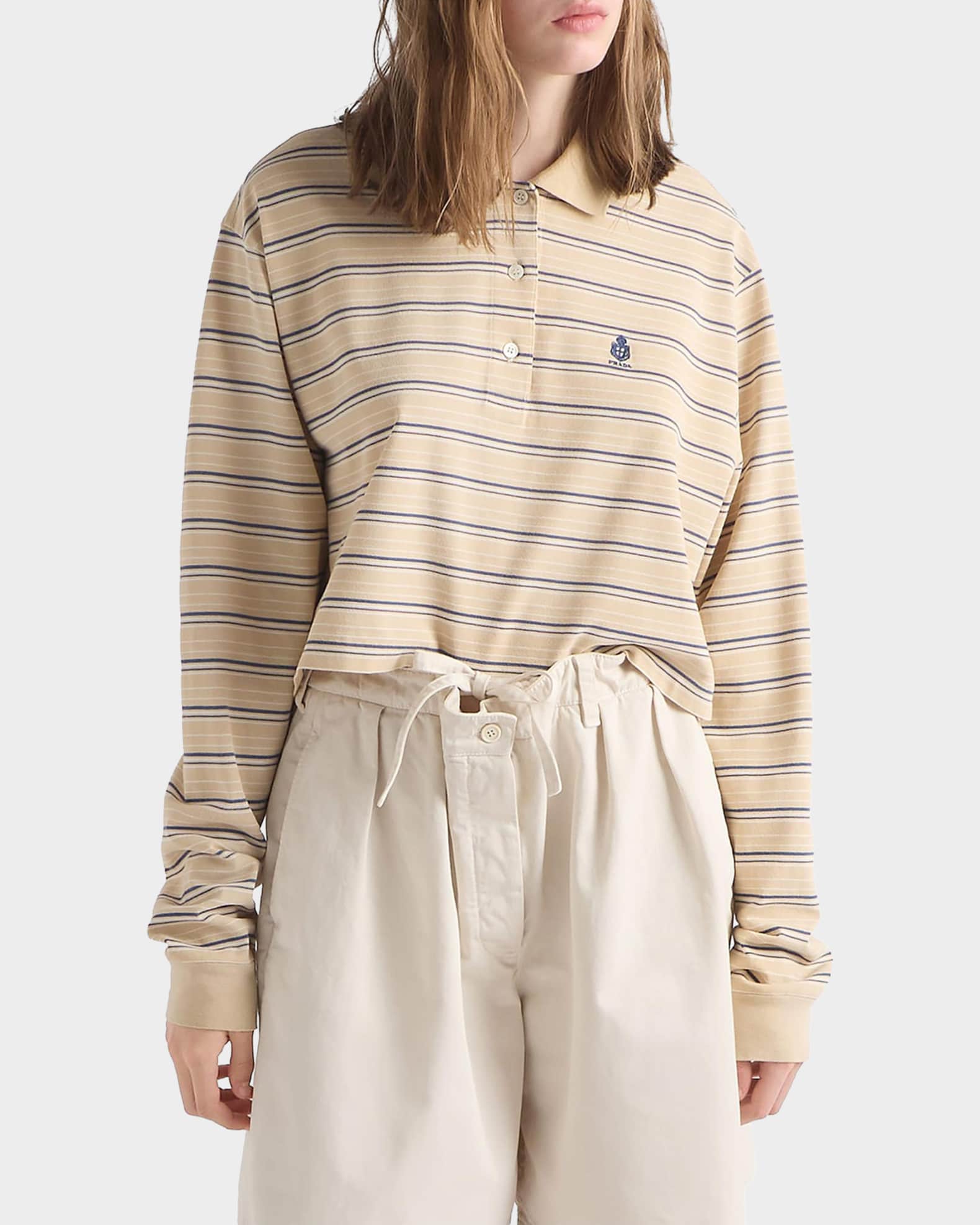 Prada Striped Piqué Polo Shirt | Neiman Marcus