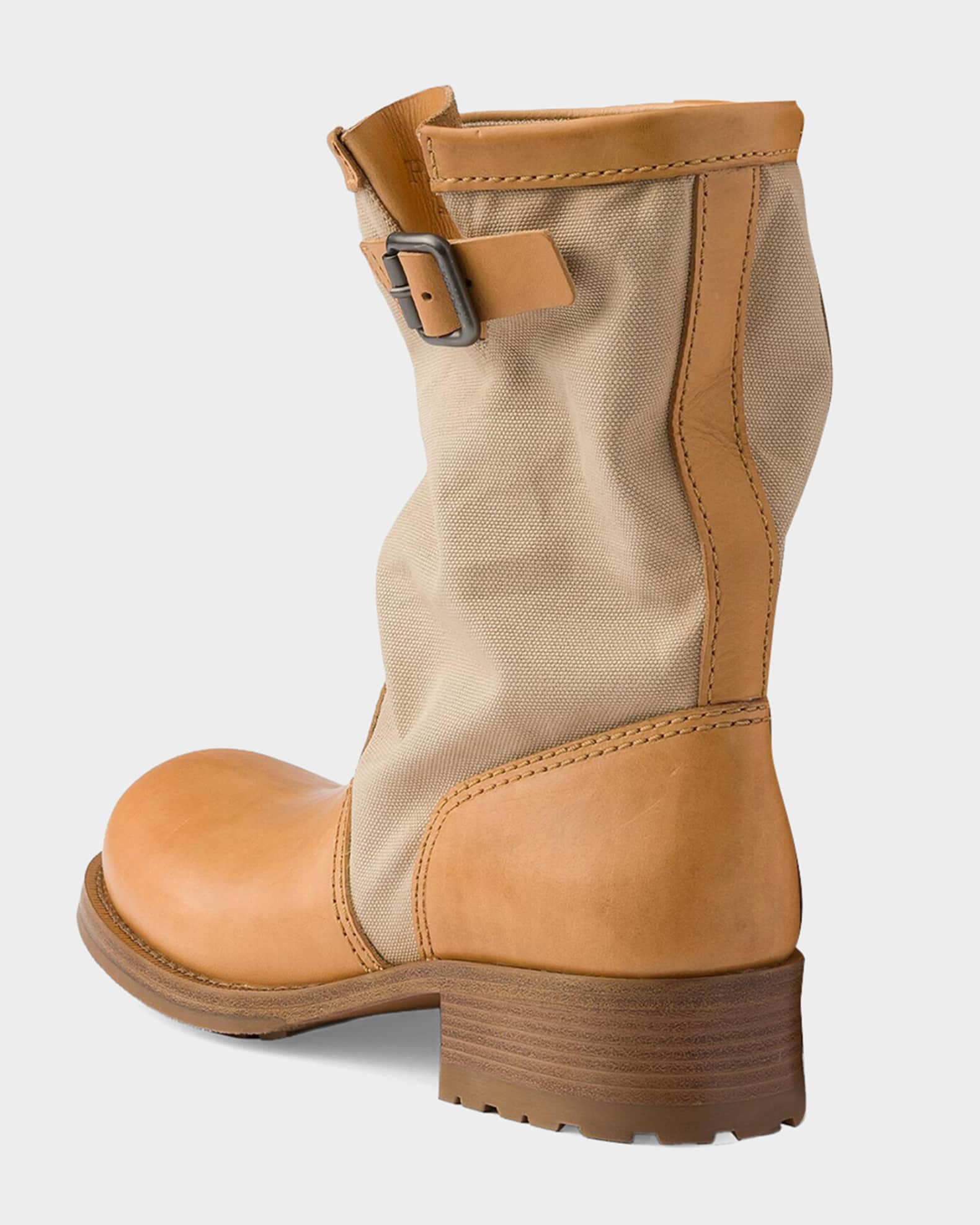 【lemon】Prada Leather Boots Prada Leather and Canvas Boots | Neiman Marcus