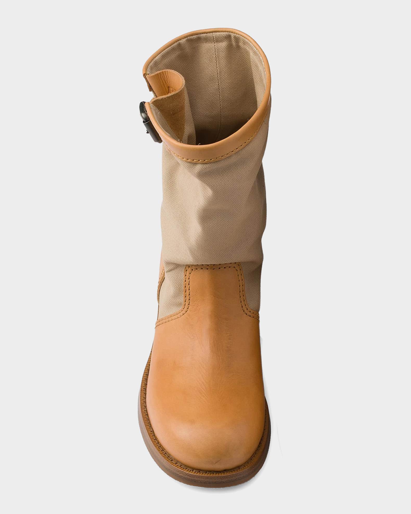 Prada Leather and Canvas Boots | Neiman Marcus