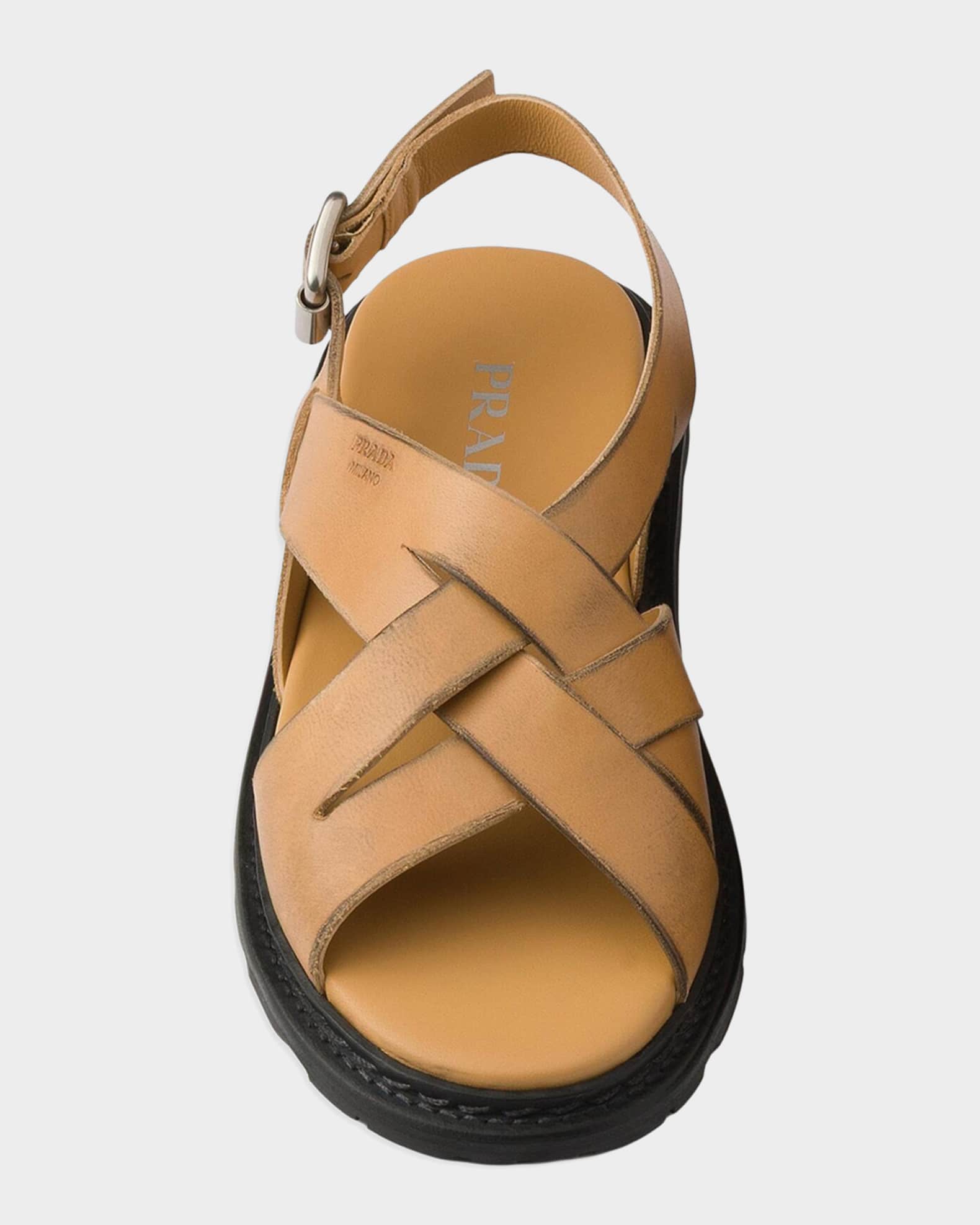 Prada Antiqued Leather Sandals | Neiman Marcus