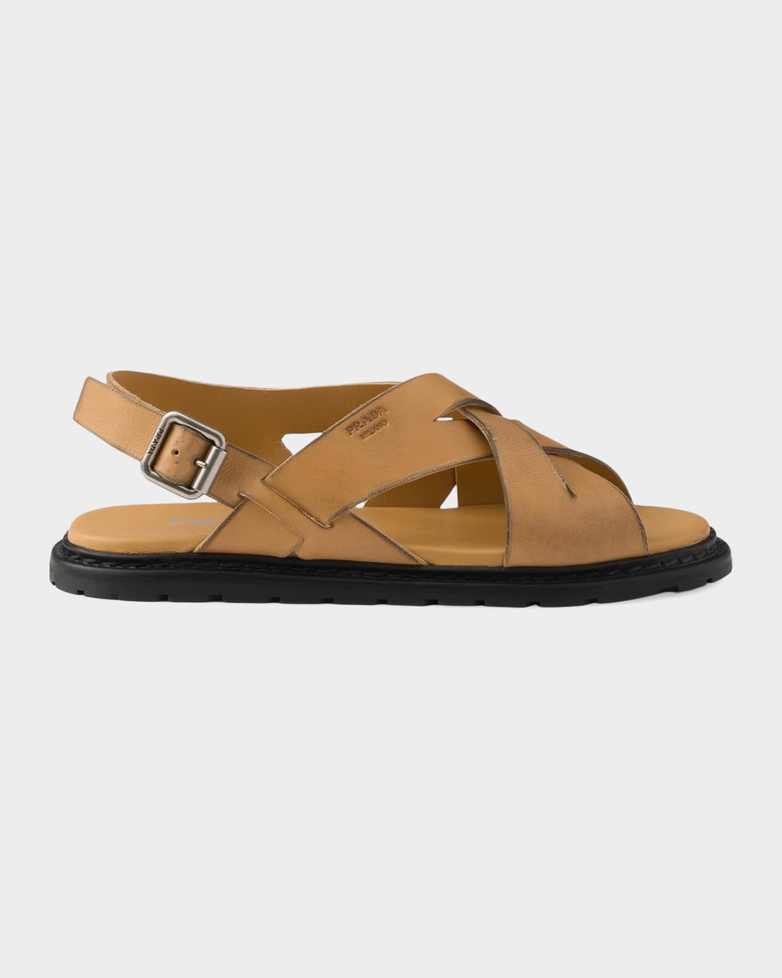 Prada Antiqued Leather Sandals | Neiman Marcus