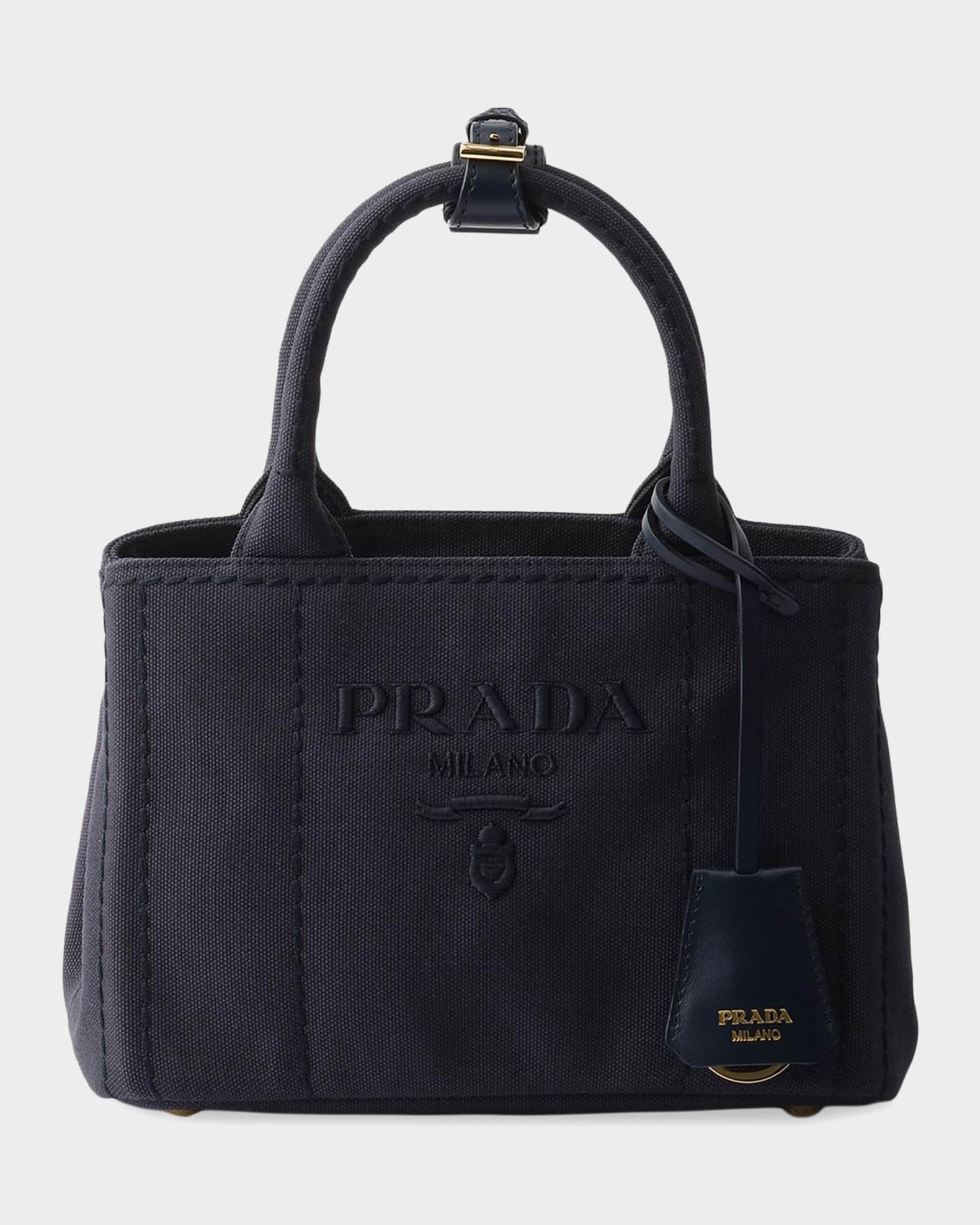 Prada Jardinire Cotton Canvas Mini Top-Handle Bag | Neiman Marcus