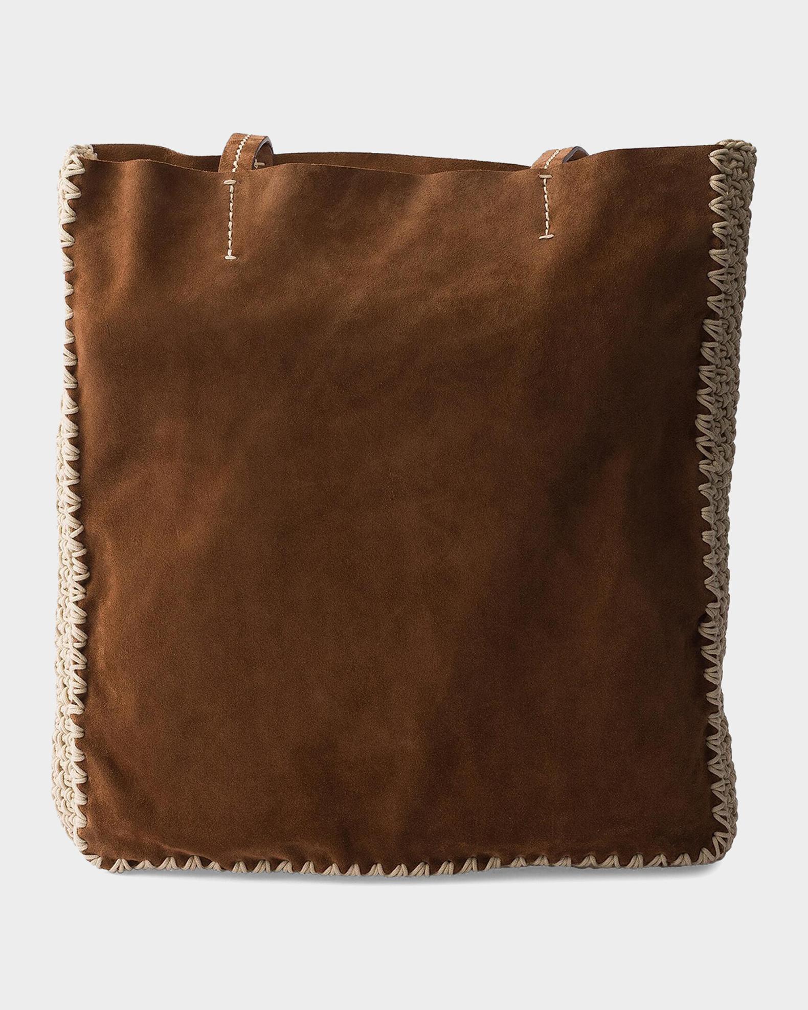 Prada Large Suede and Crochet Tote Bag | Neiman Marcus