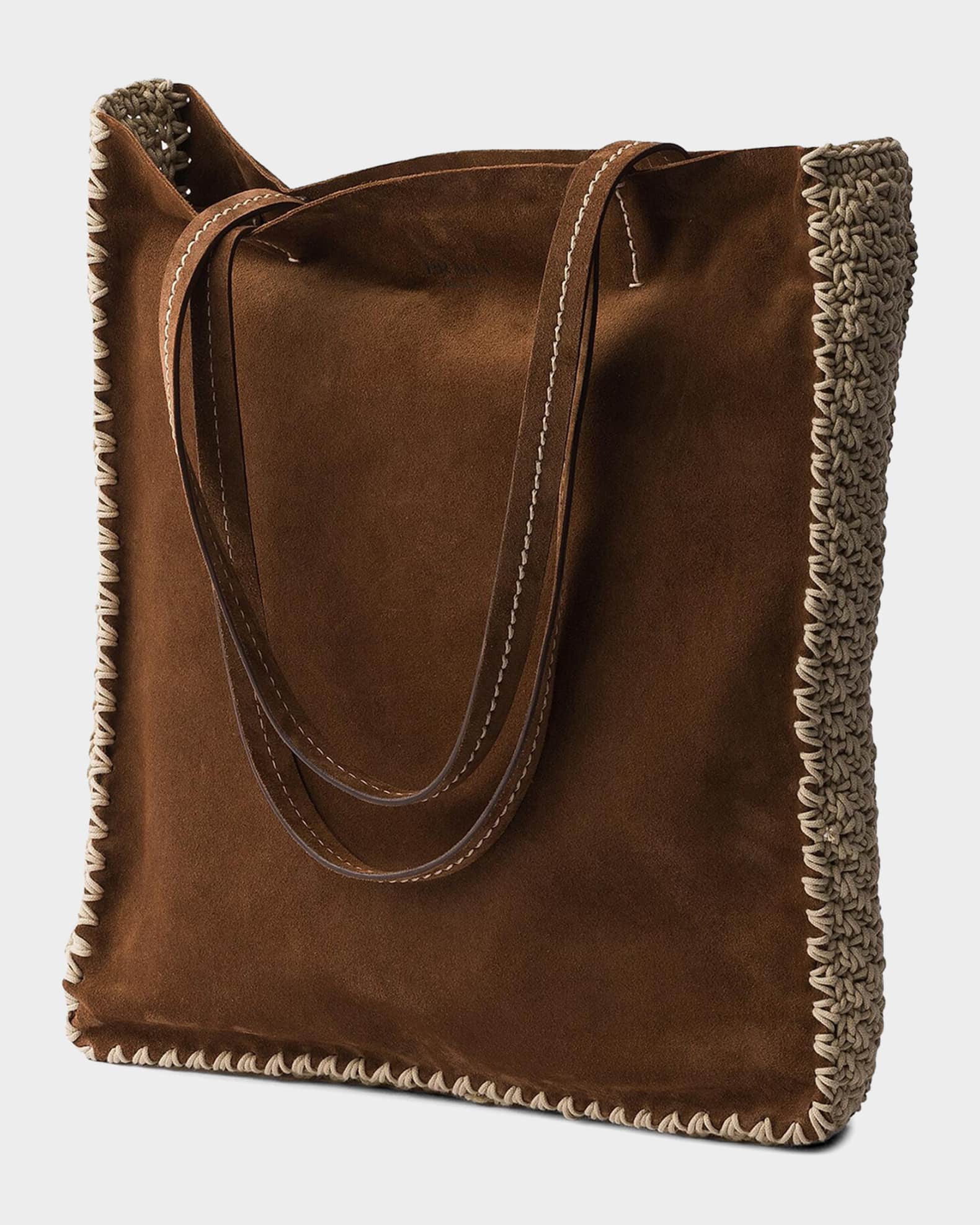 ゆ*ん様 PRADA レザーバッグ Prada Large Suede and Crochet Tote Bag | Neiman Marcus