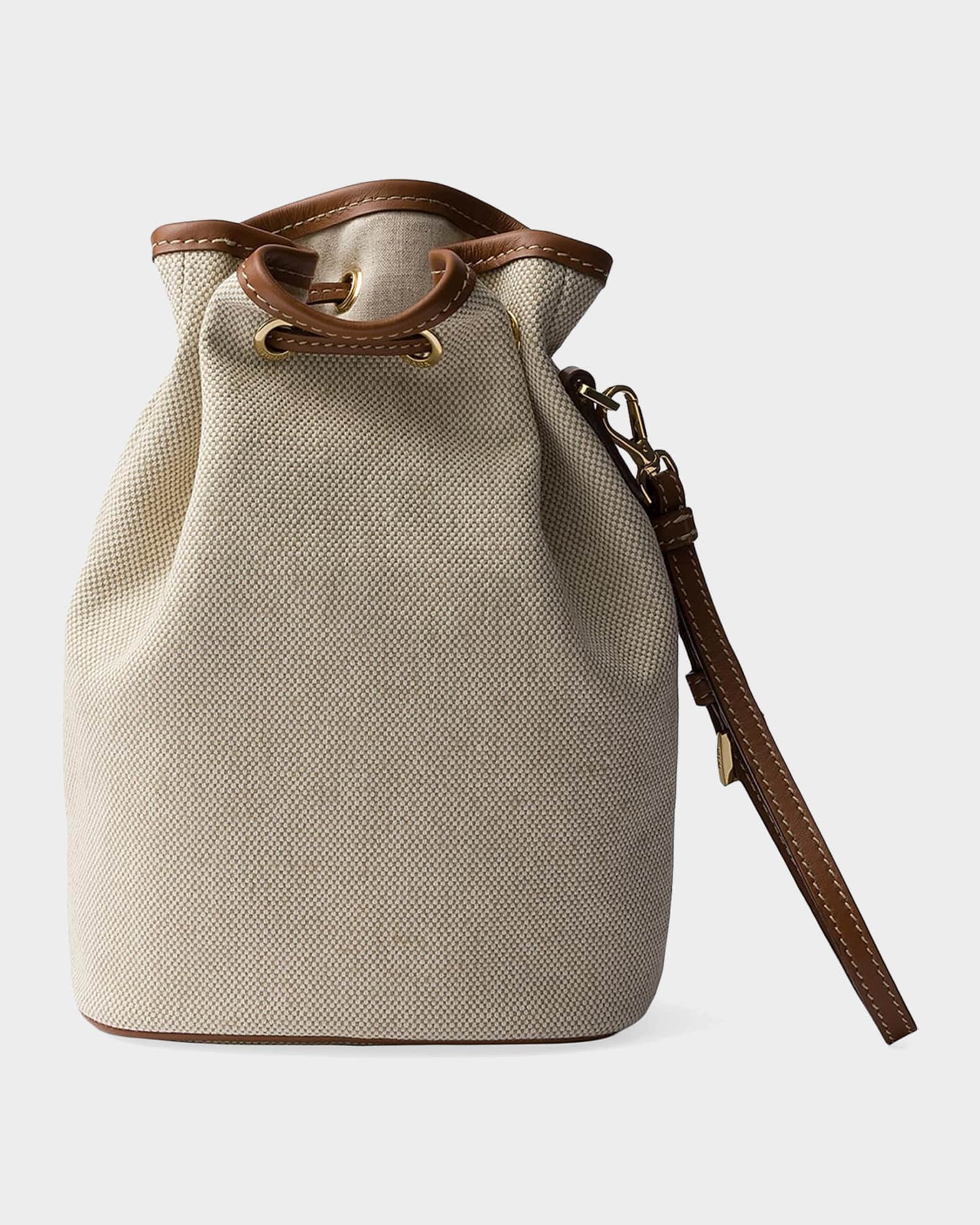 Prada Canvas and Leather Drawstring Pouch | Neiman Marcus