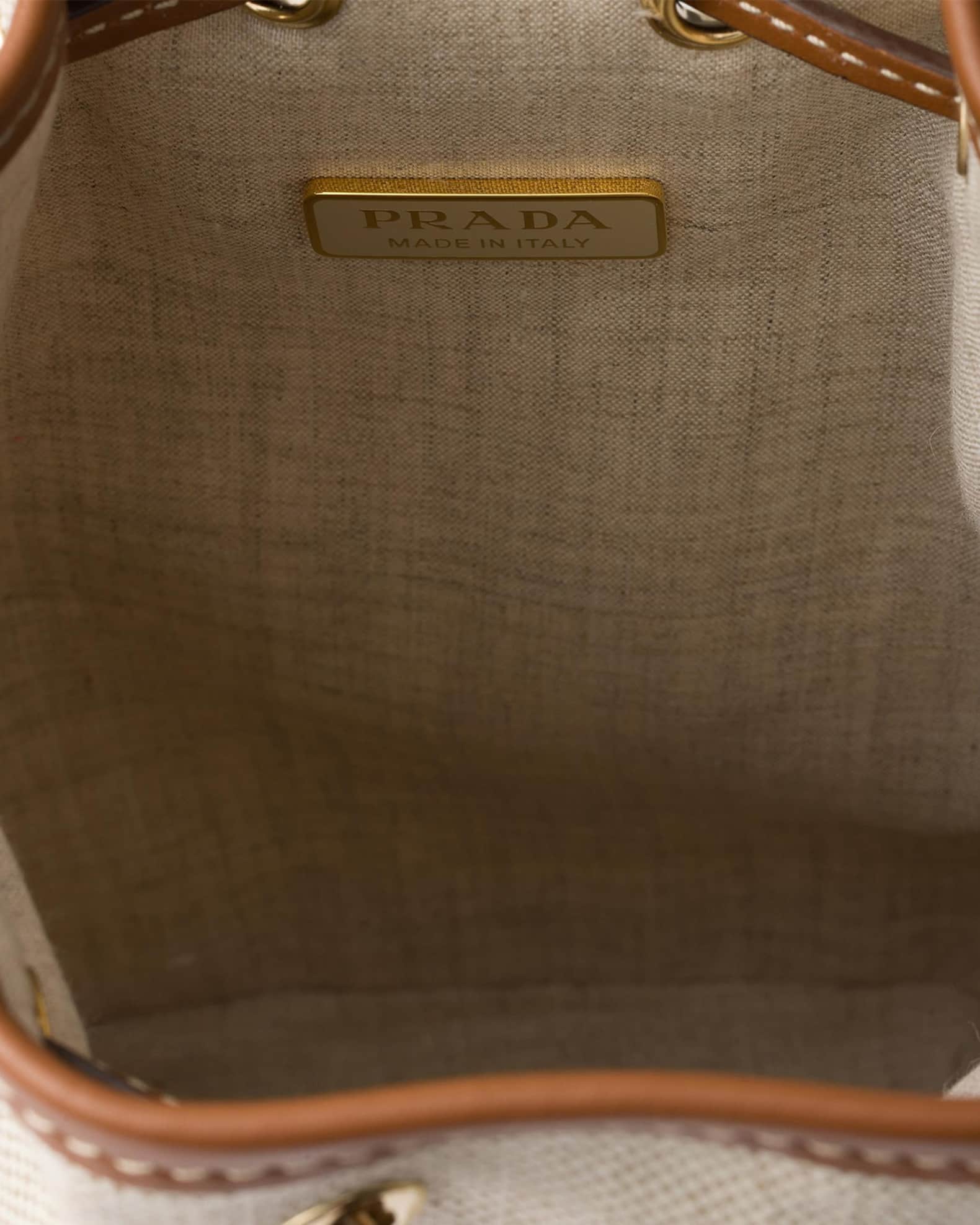 Prada Canvas and Leather Drawstring Pouch | Neiman Marcus