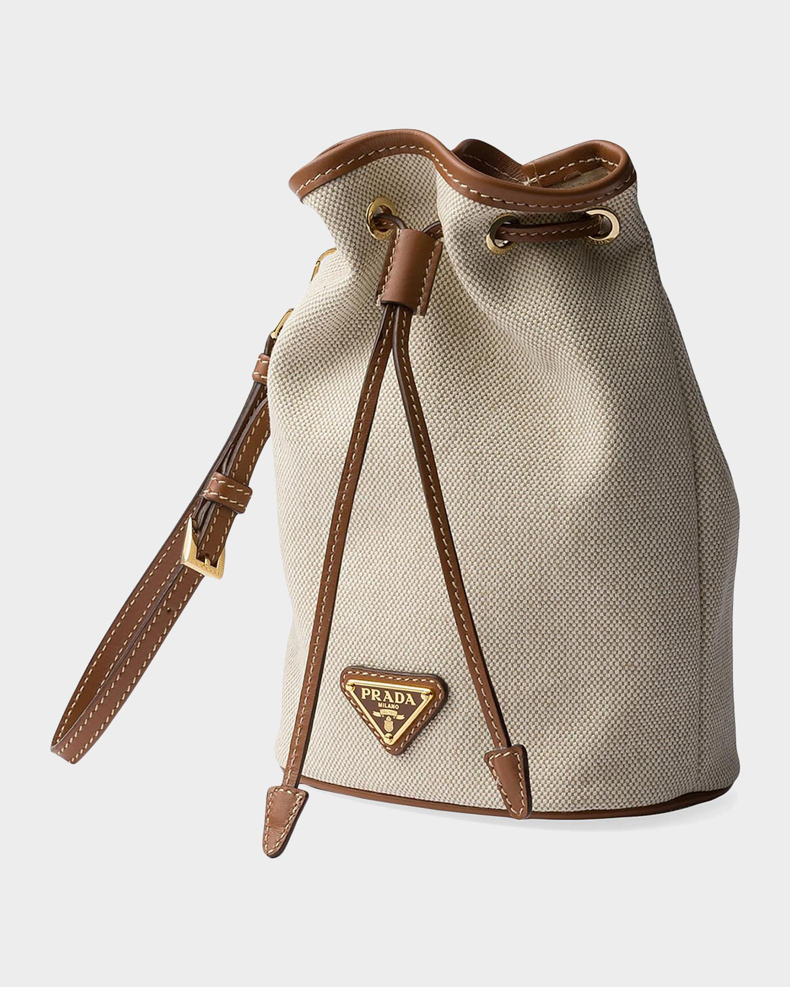 Prada Canvas and Leather Drawstring Pouch | Neiman Marcus