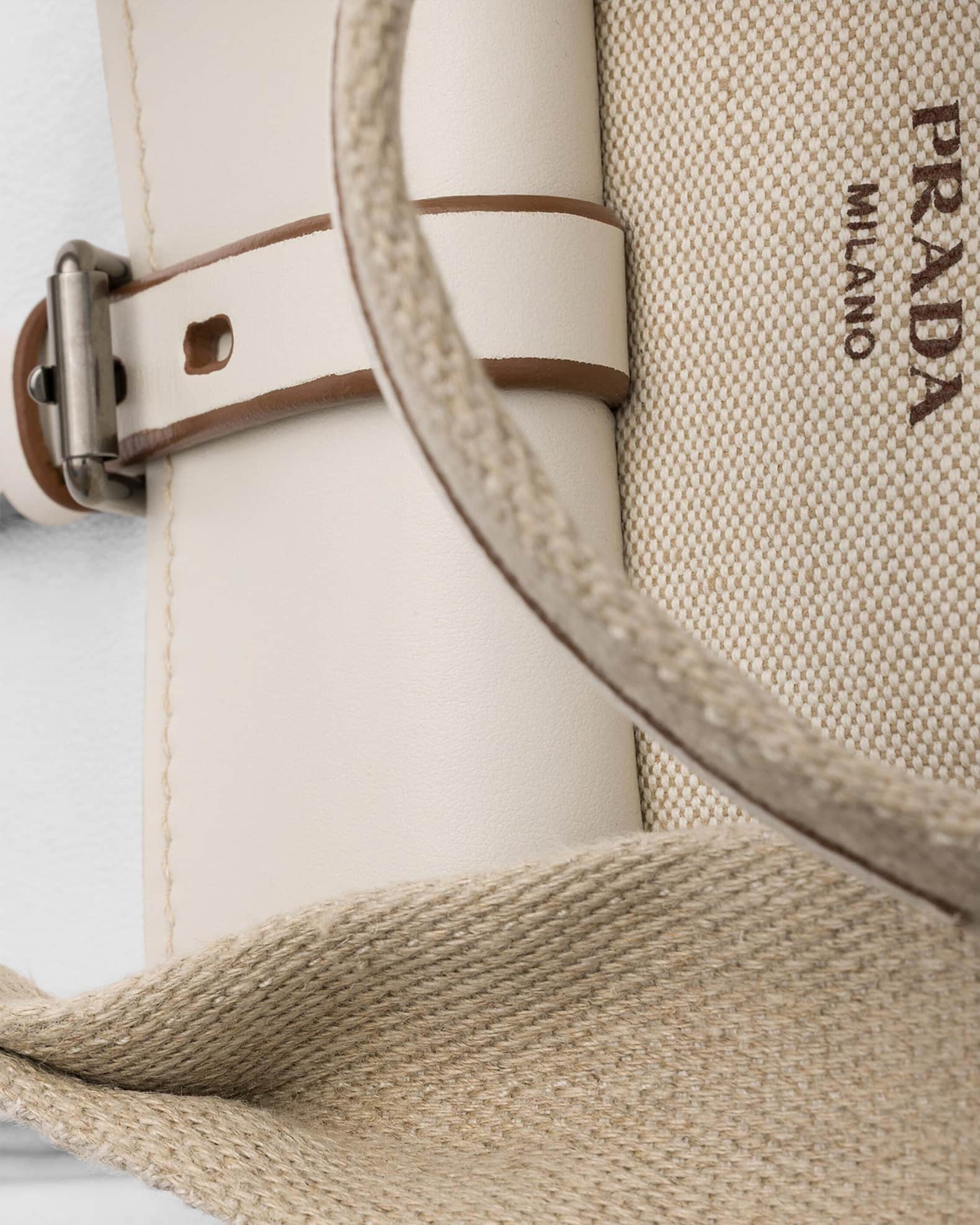 Prada Route Large Canvas and Leather Tote Bag | Neiman Marcus