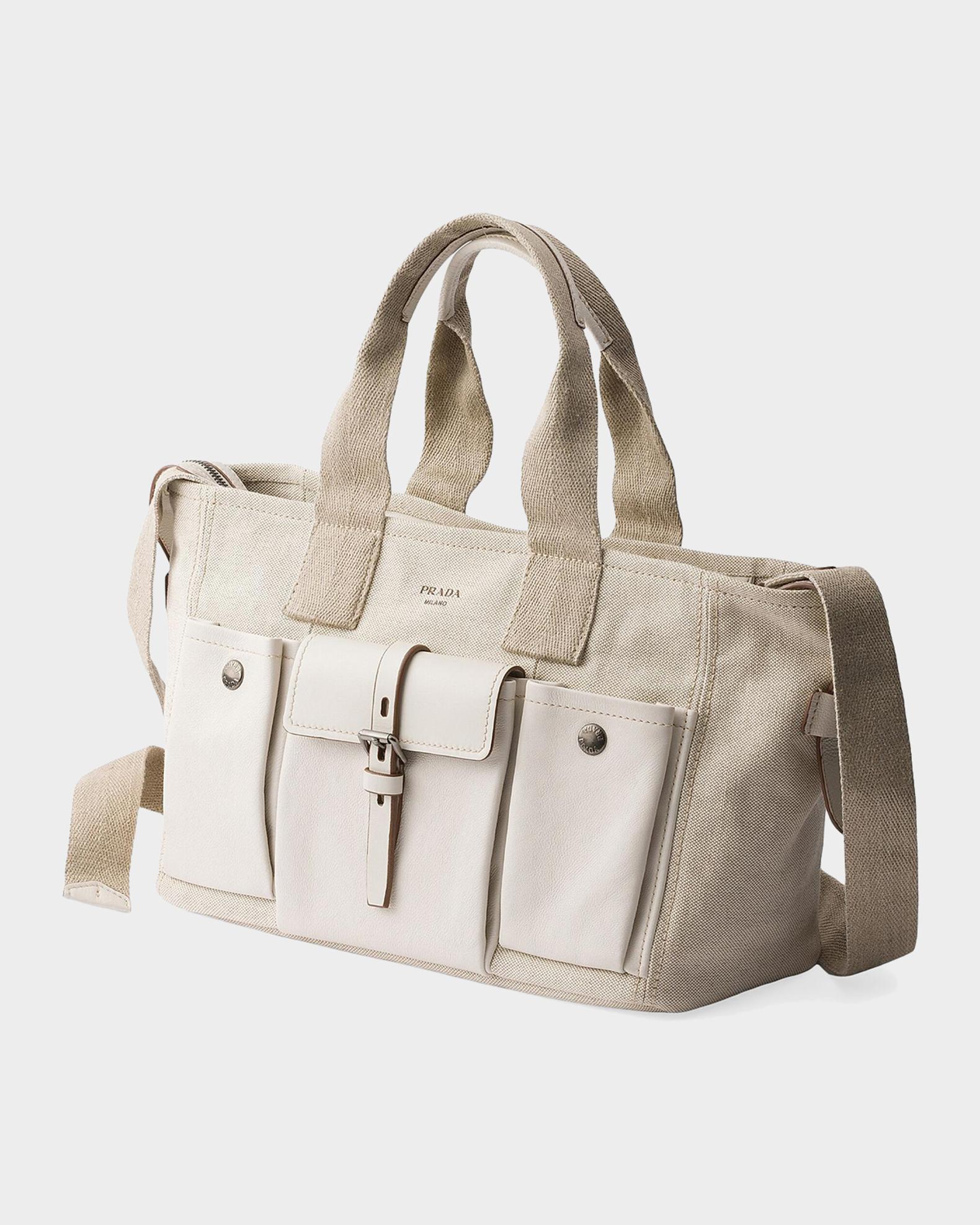 Prada Route Large Canvas and Leather Tote Bag | Neiman Marcus