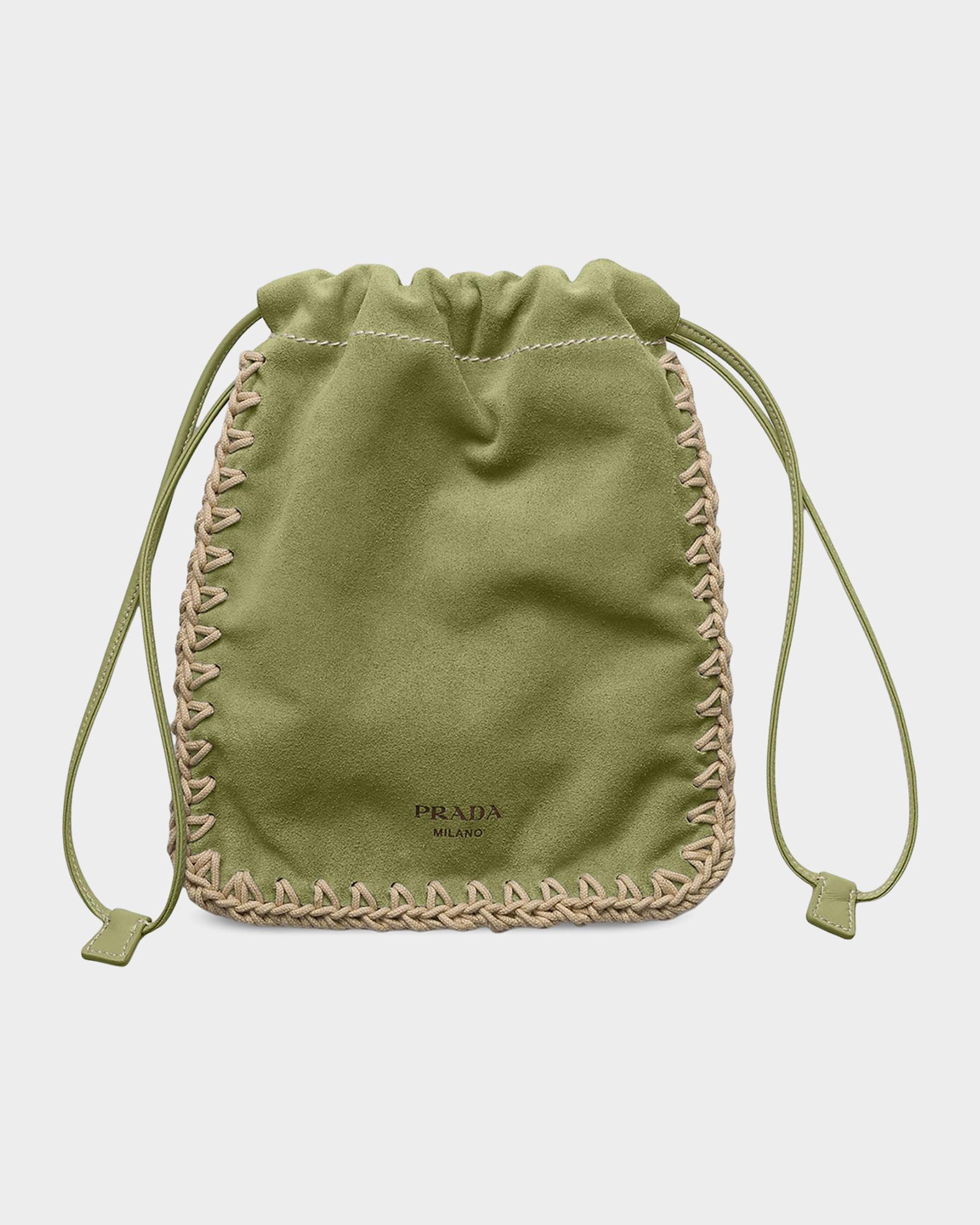 PRADA レザー スマホショルダーバッグ カーキ Prada Suede Drawstring Smartphone Case | Neiman Marcus