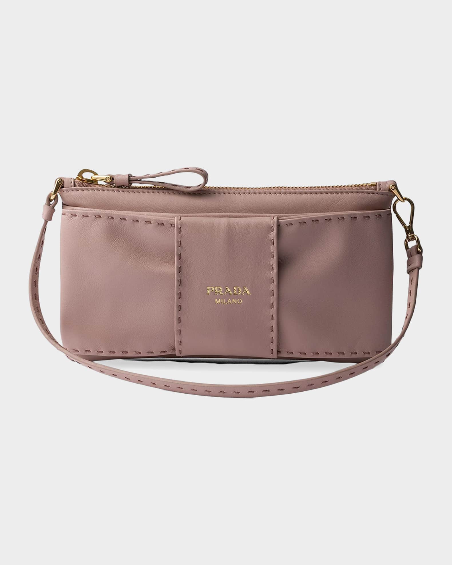 Prada Nappa Leather Zipper Pouch | Neiman Marcus