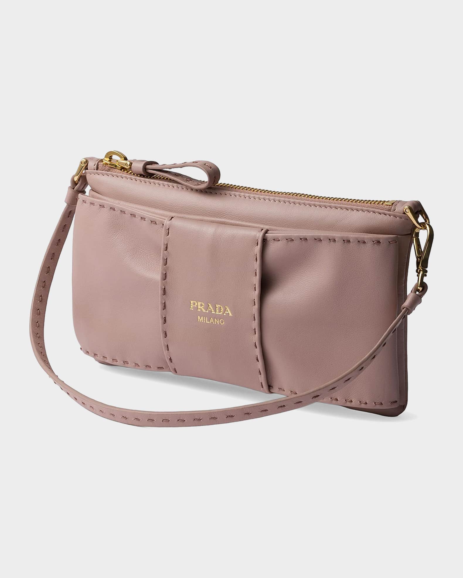 PRADA ガーメント Prada Nappa Leather Zipper Pouch | Neiman Marcus