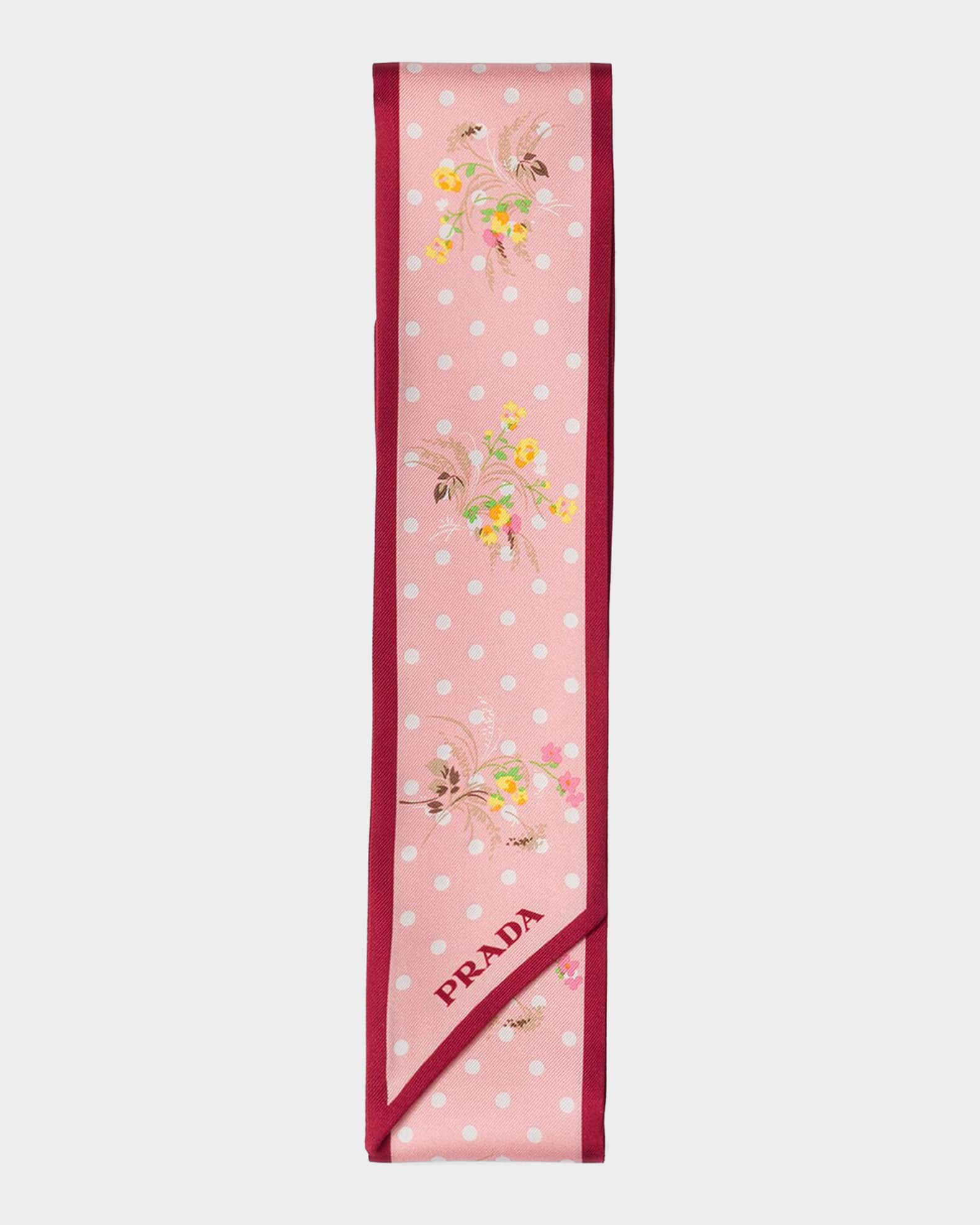 PRADA スカーフ Prada Garden Dots Printed Silk Twill Skinny Scarf | Neiman Marcus