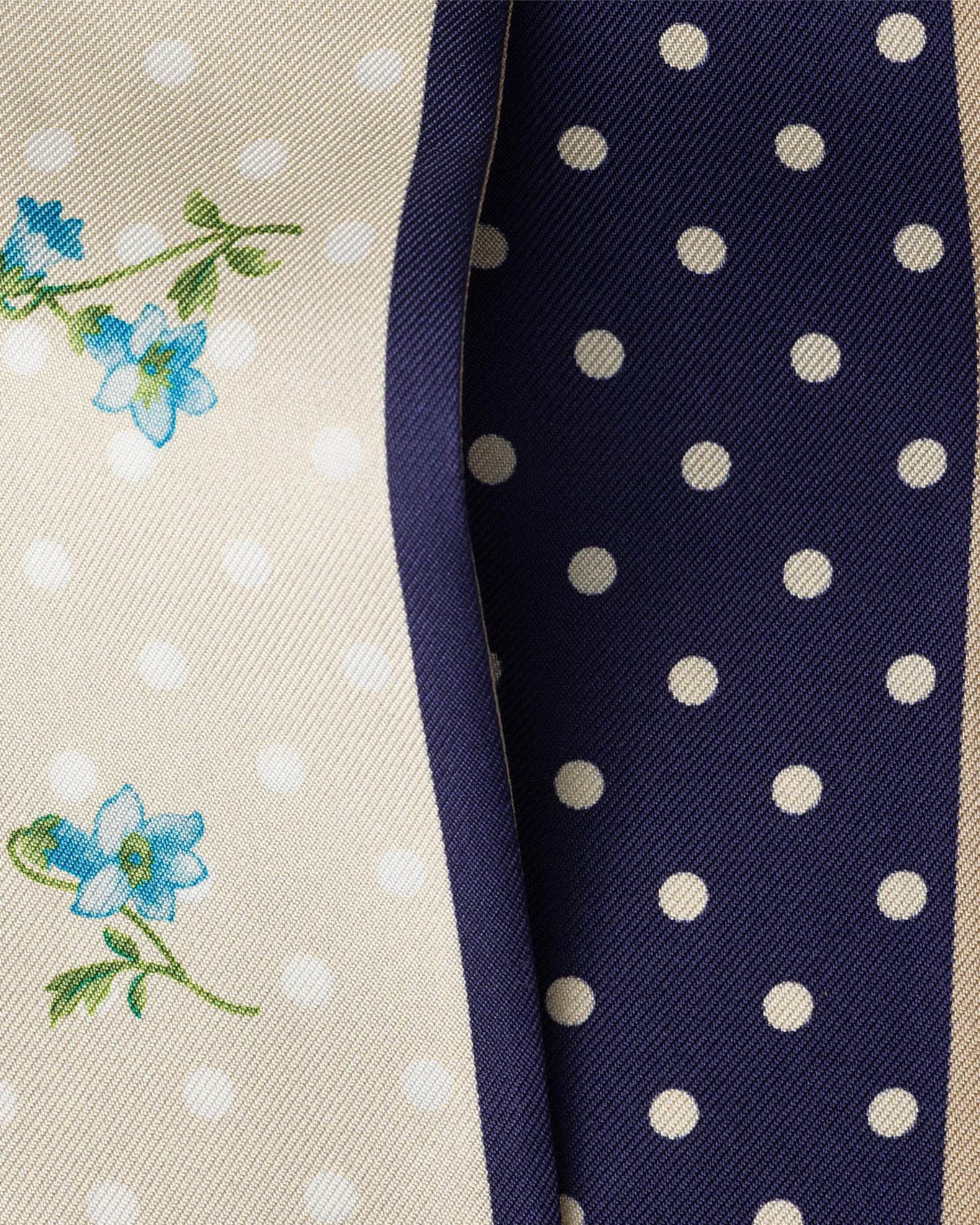 Prada Bloom Dots Printed Silk Twill Skinny Scarf | Neiman Marcus