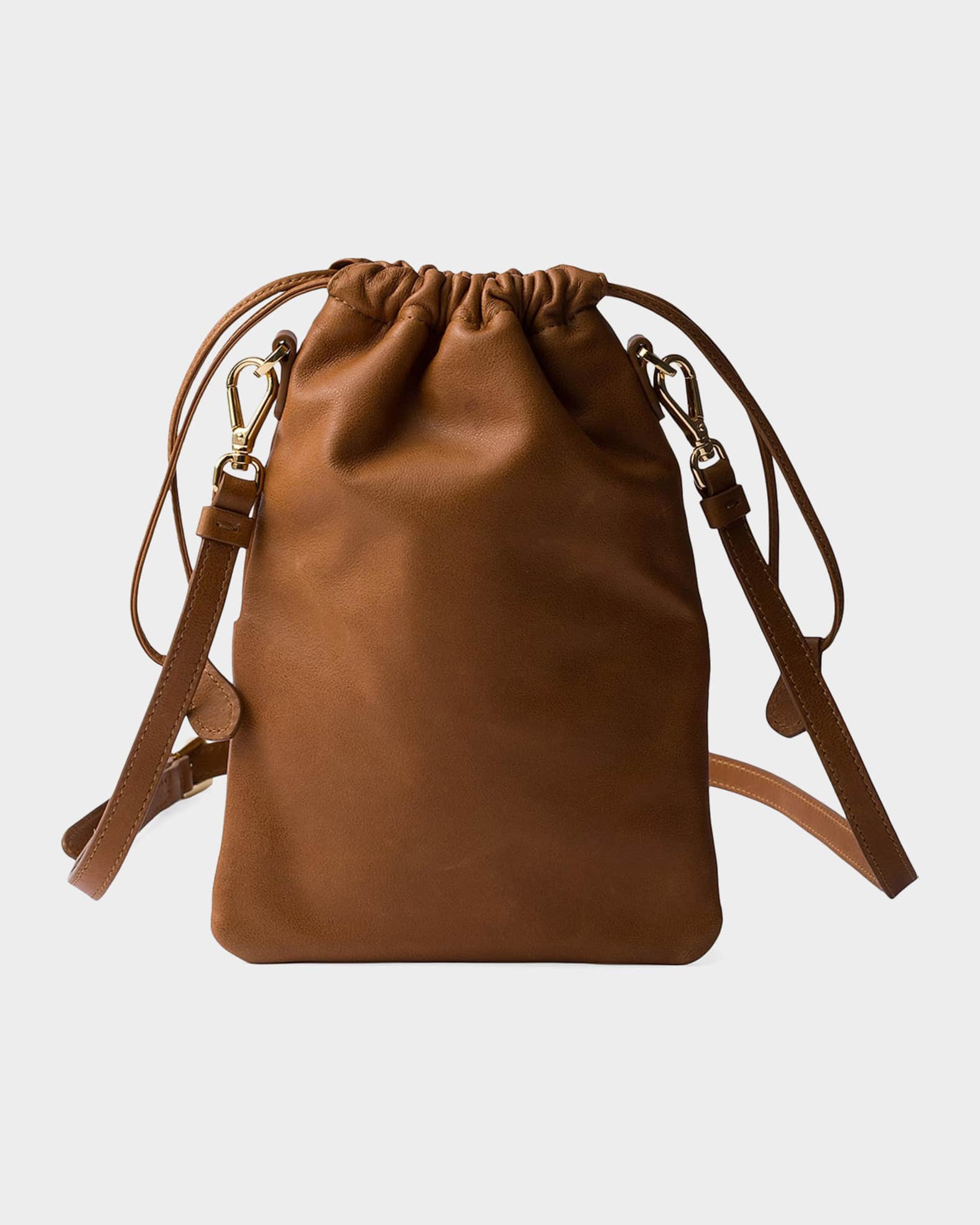 バッグ Vintage PRADA DrawstringBag Khaki Brown Prada Nappa Leather Drawstring Pouch | Neiman Marcus