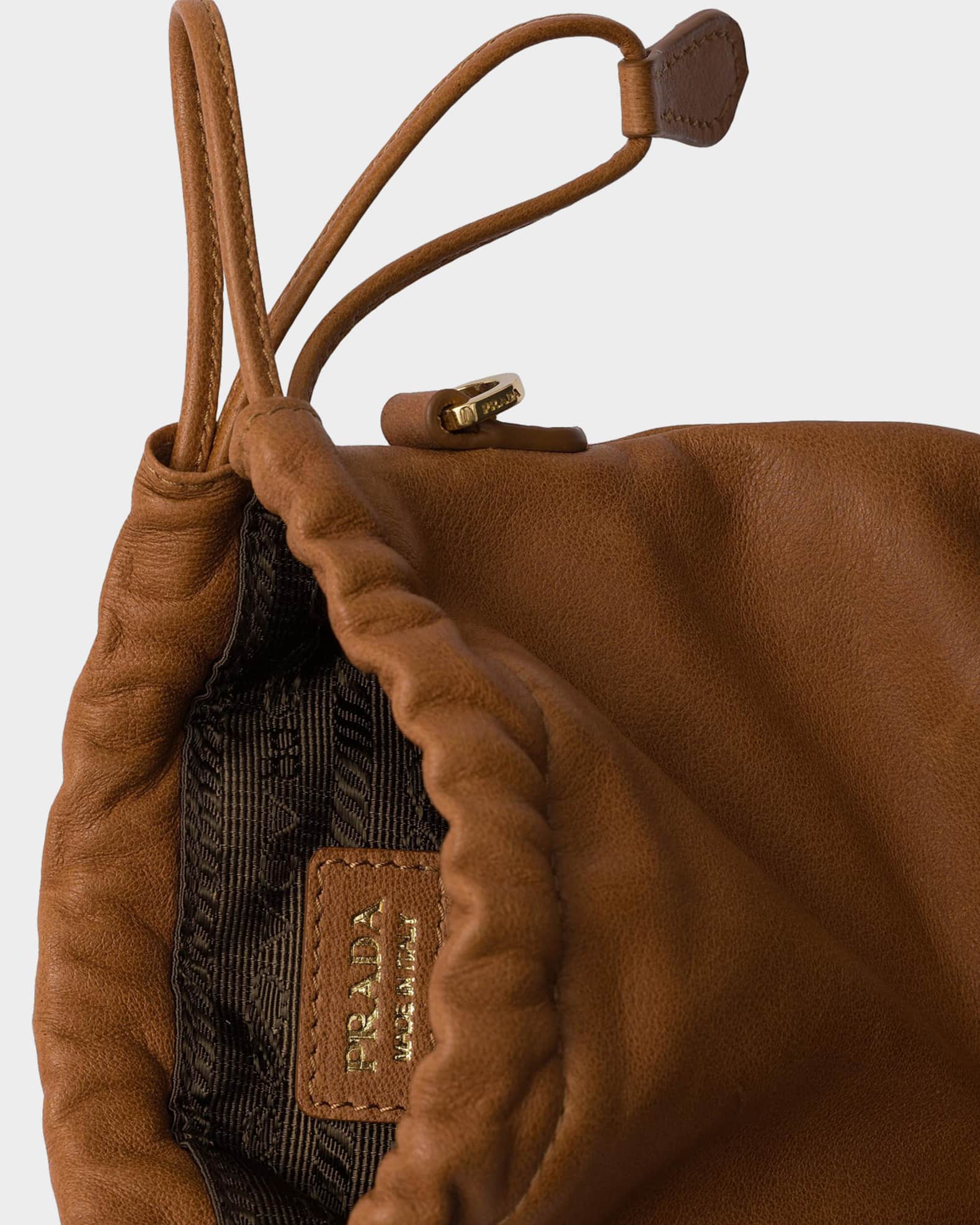 Prada Nappa Leather Drawstring Pouch | Neiman Marcus