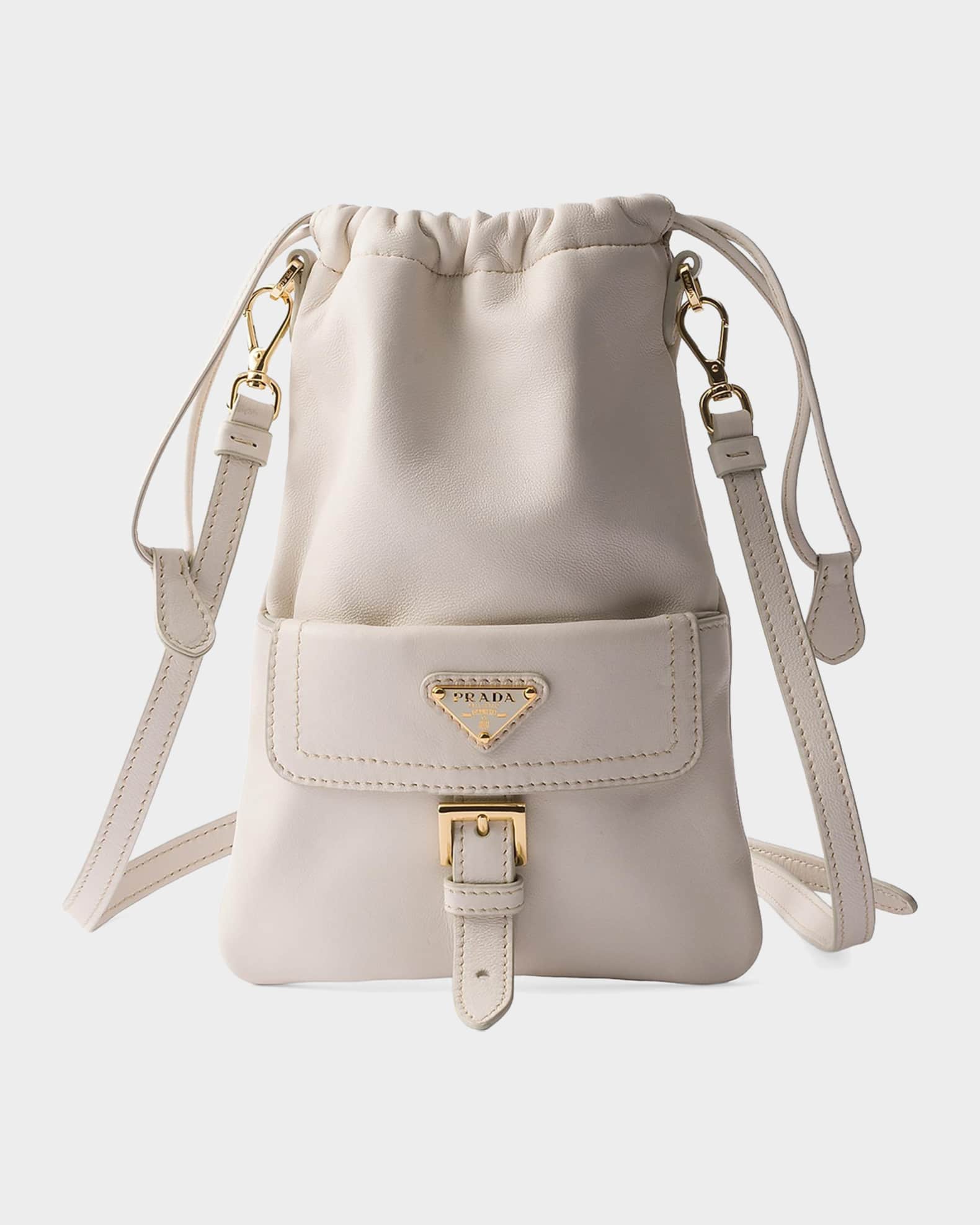 Prada Nappa Leather Drawstring Pouch | Neiman Marcus