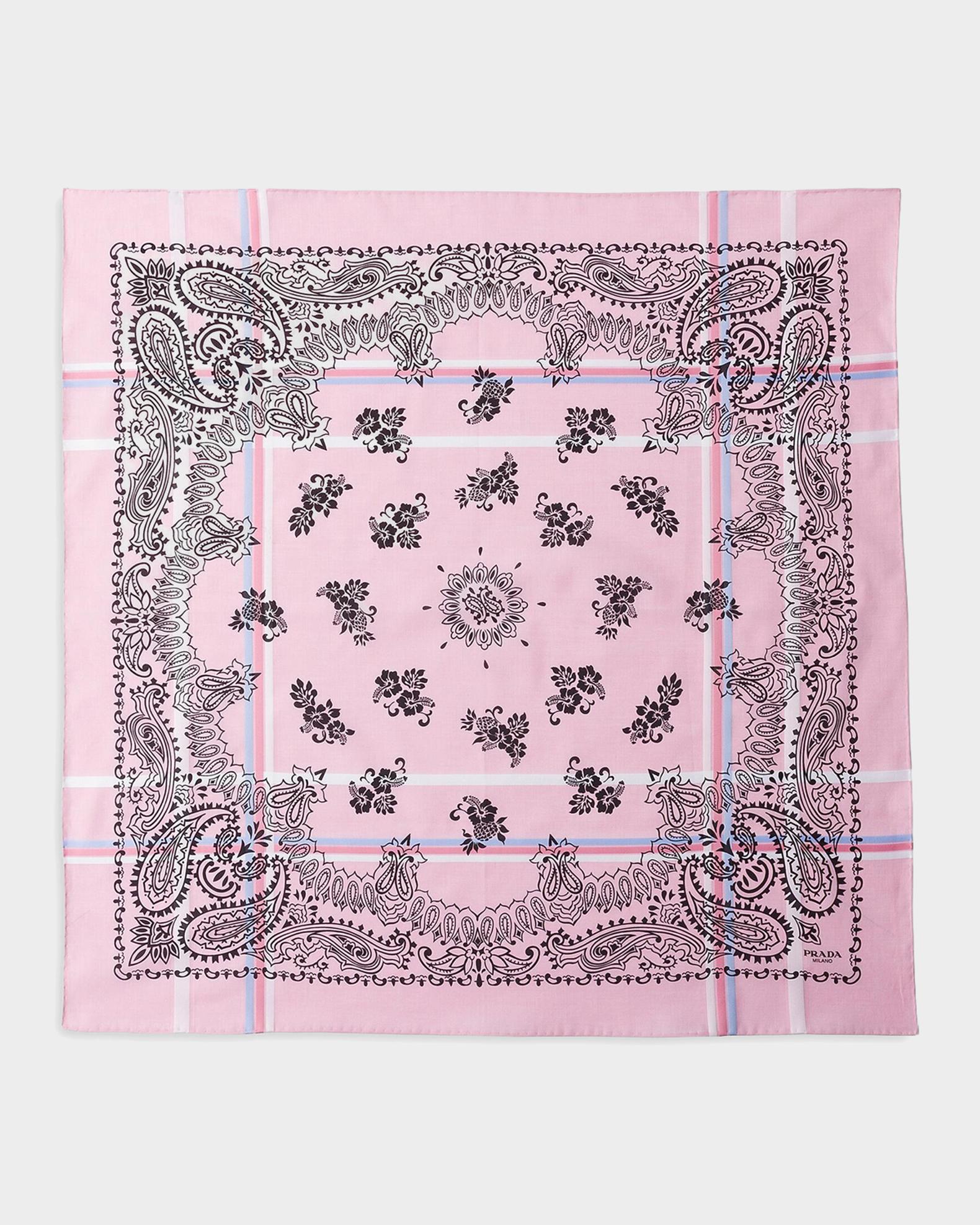 Prada Check Flower Printed Cotton Scarf | Neiman Marcus