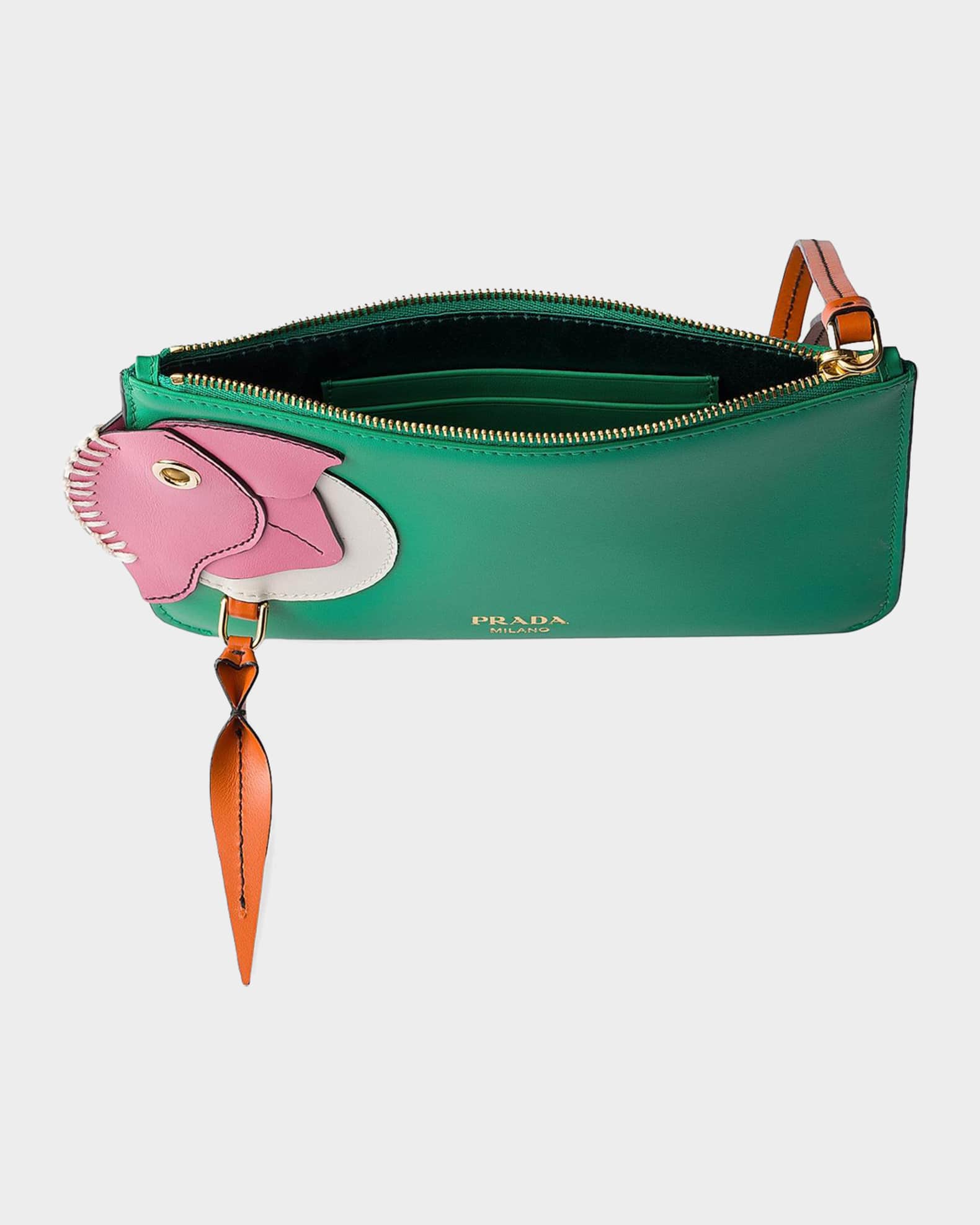 Prada Leather Zipper Pouch Wristlet Bag | Neiman Marcus