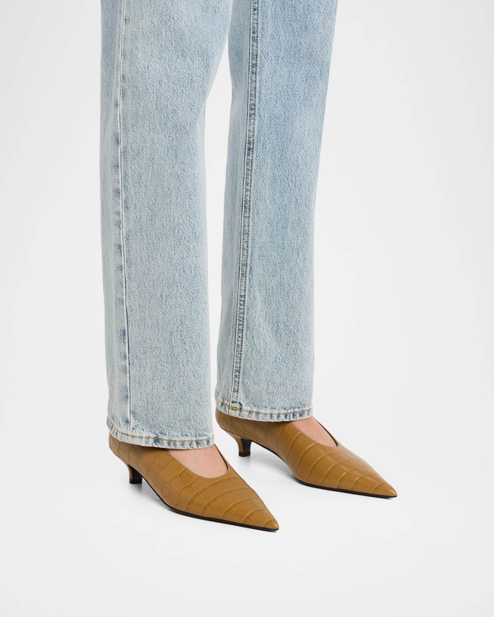 Toteme 35mm Sharp Croc-Embossed Leather Pumps | Neiman Marcus