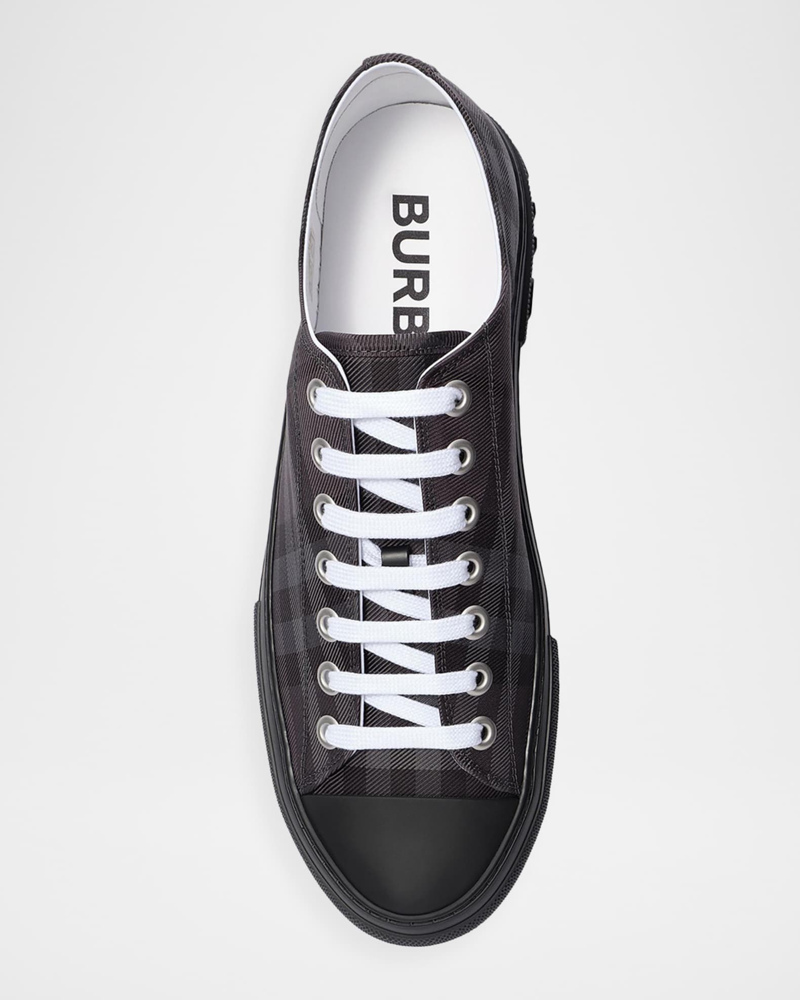 Burberry Men's Jack Check Nylon-Blend Low-Top Sneakers | Neiman Marcus