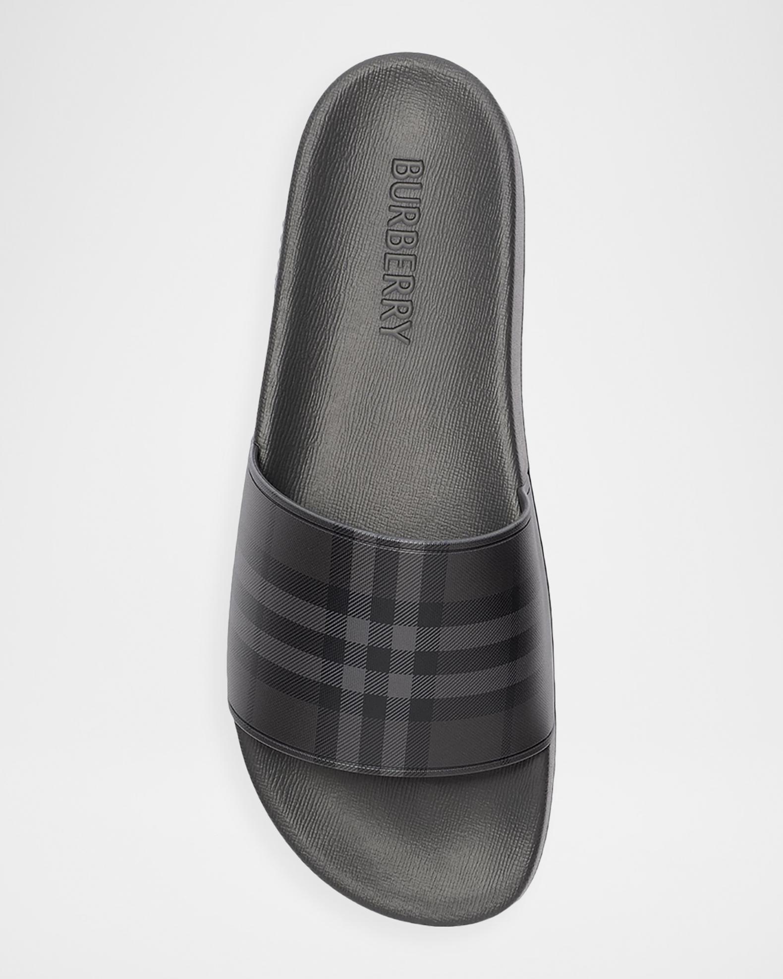 Burberry Men's Furley Check Slides | Neiman Marcus