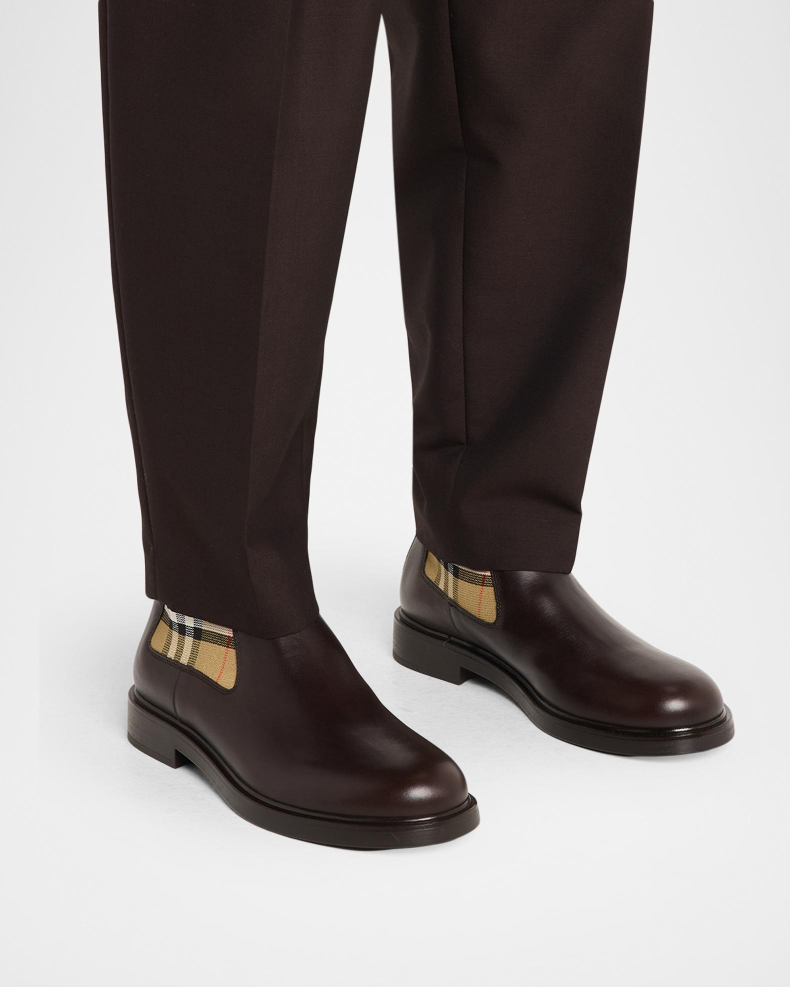 Burberry Men's Pembroke Check Leather Boots | Neiman Marcus