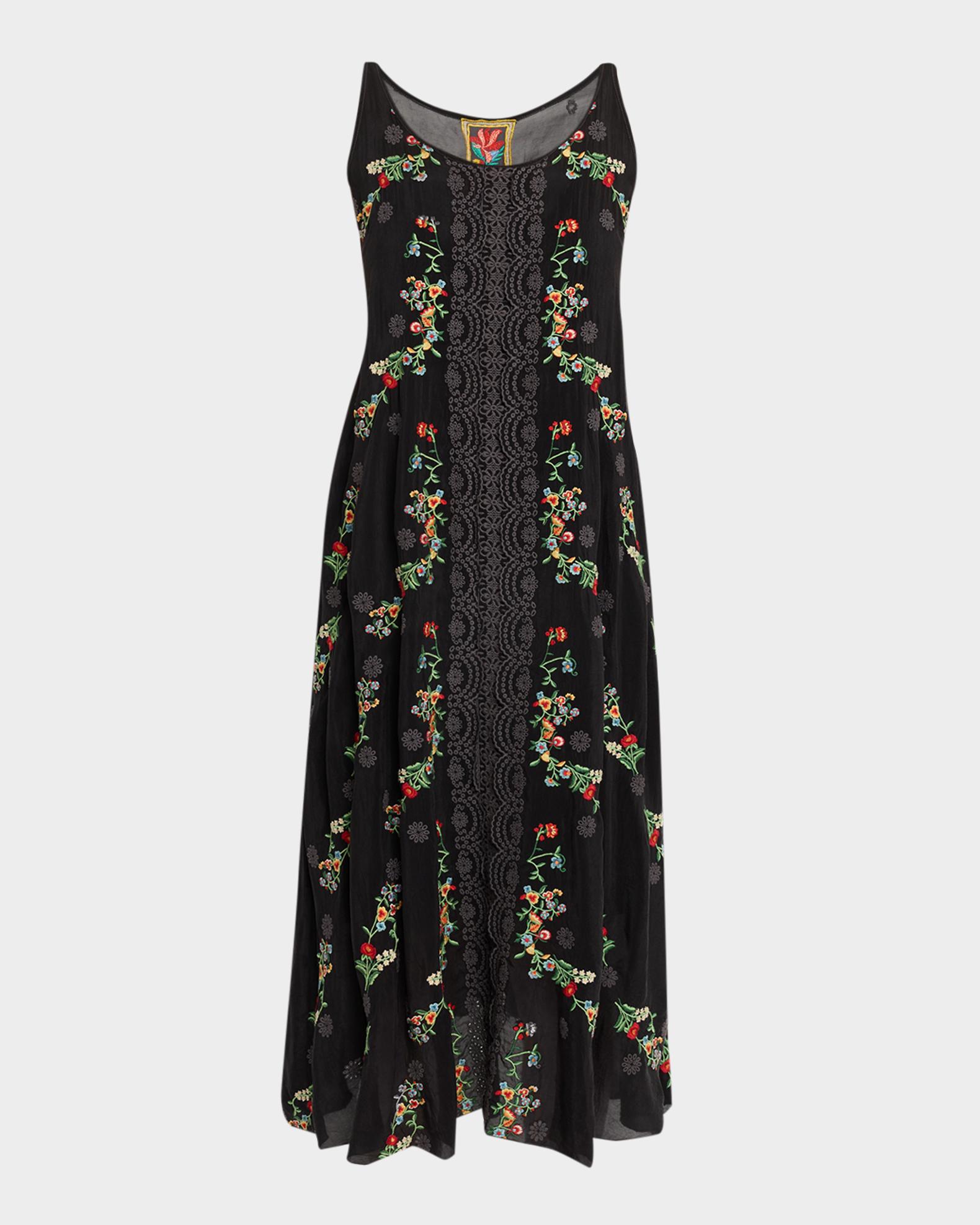 johnny was embroidered midi dress Johnny Was Women's Mia Dress in Black, Size XL, Floral