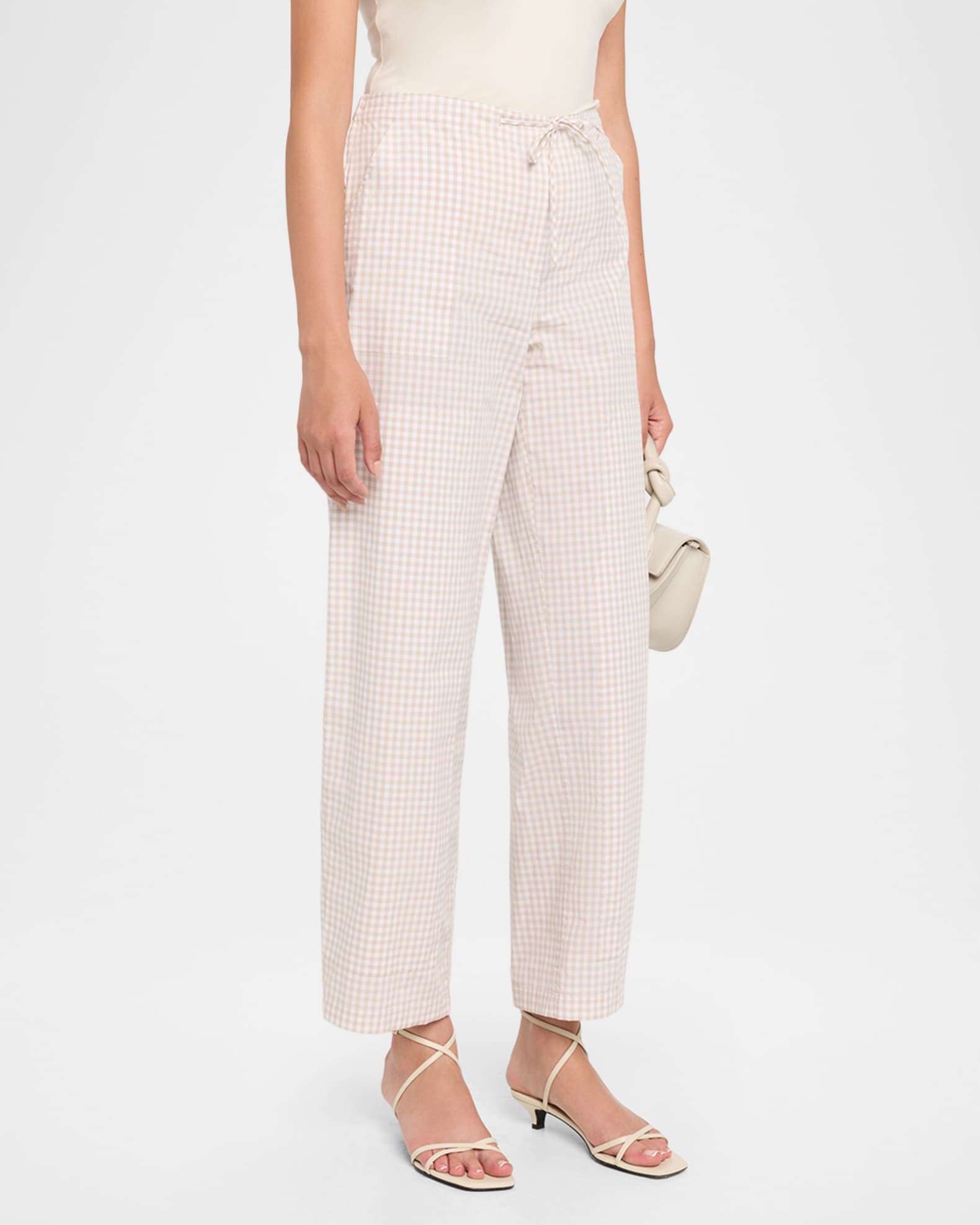 SIMKHAI Gingham Drawstring Pants | Neiman Marcus