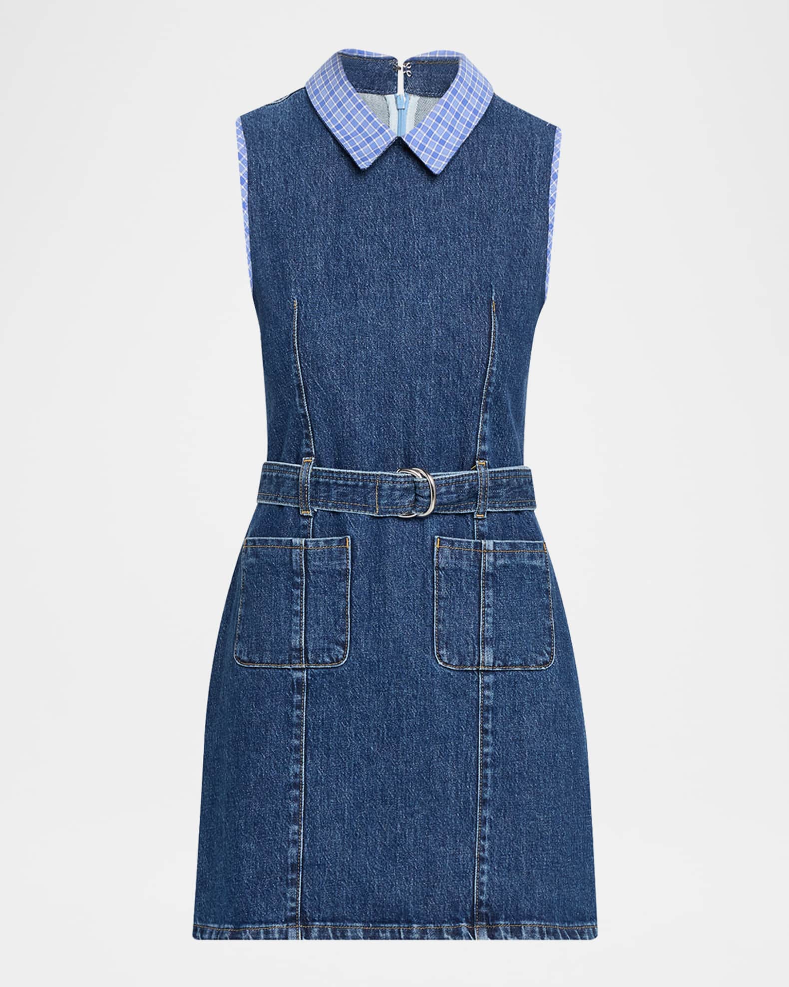 sleeveless denim mini dress Simkhai Eleodra Zip Womens Petite MISSGUIDED Sleeveless Denim Mini Dress