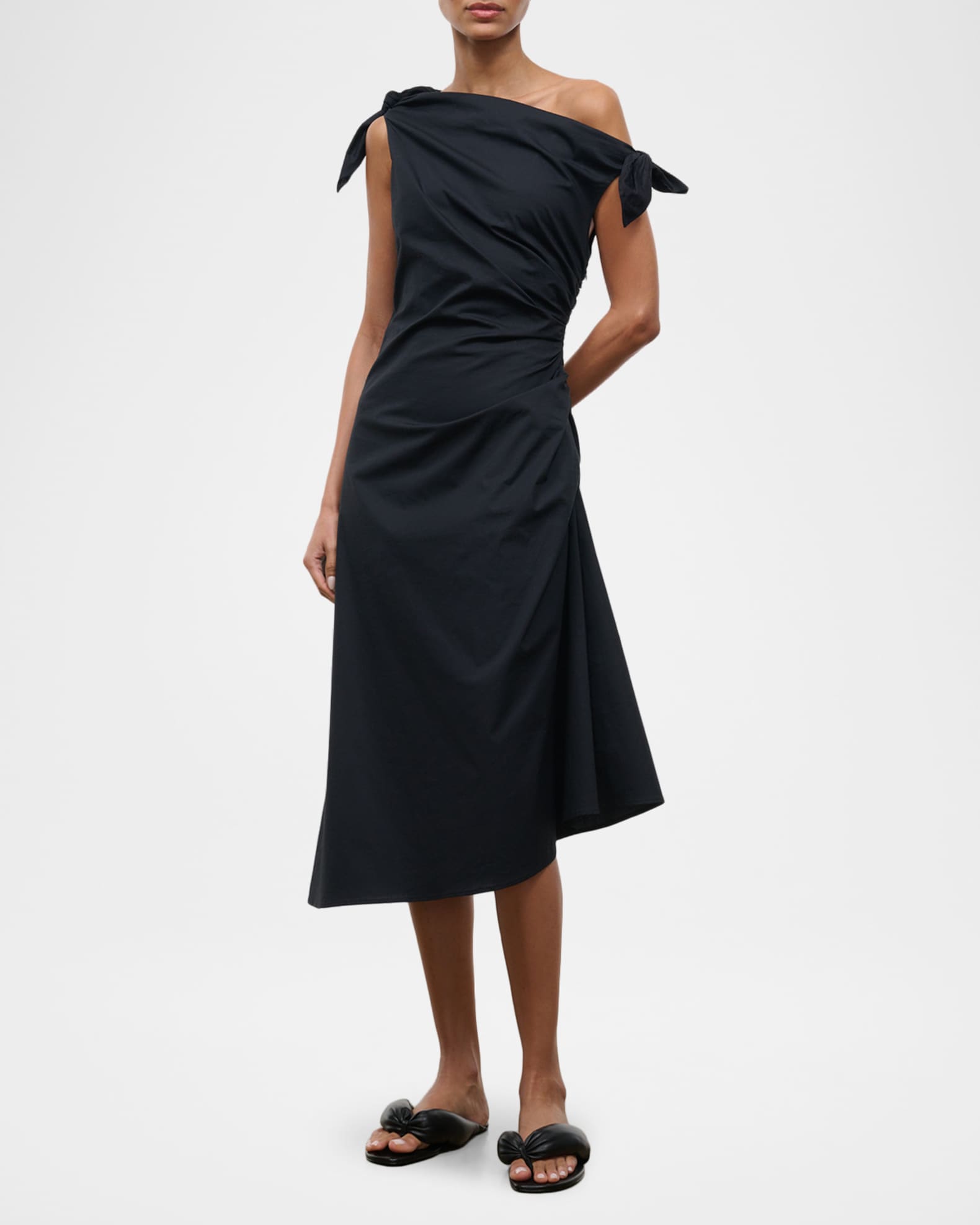 staud asymmetric dress STAUD Bellaria Asymmetric Midi Dress
