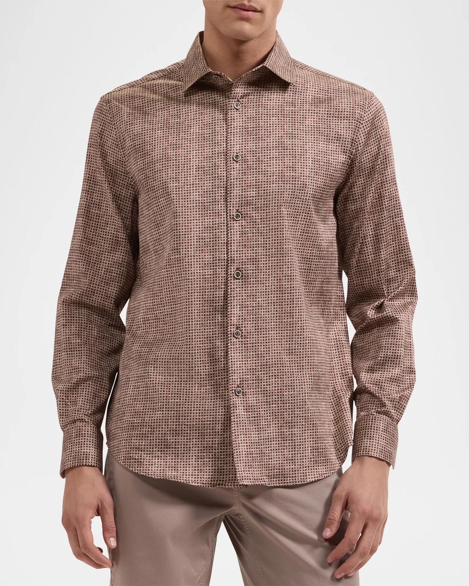 Bugatchi Men's Alvin Grid Cotton Shirt | Neiman Marcus