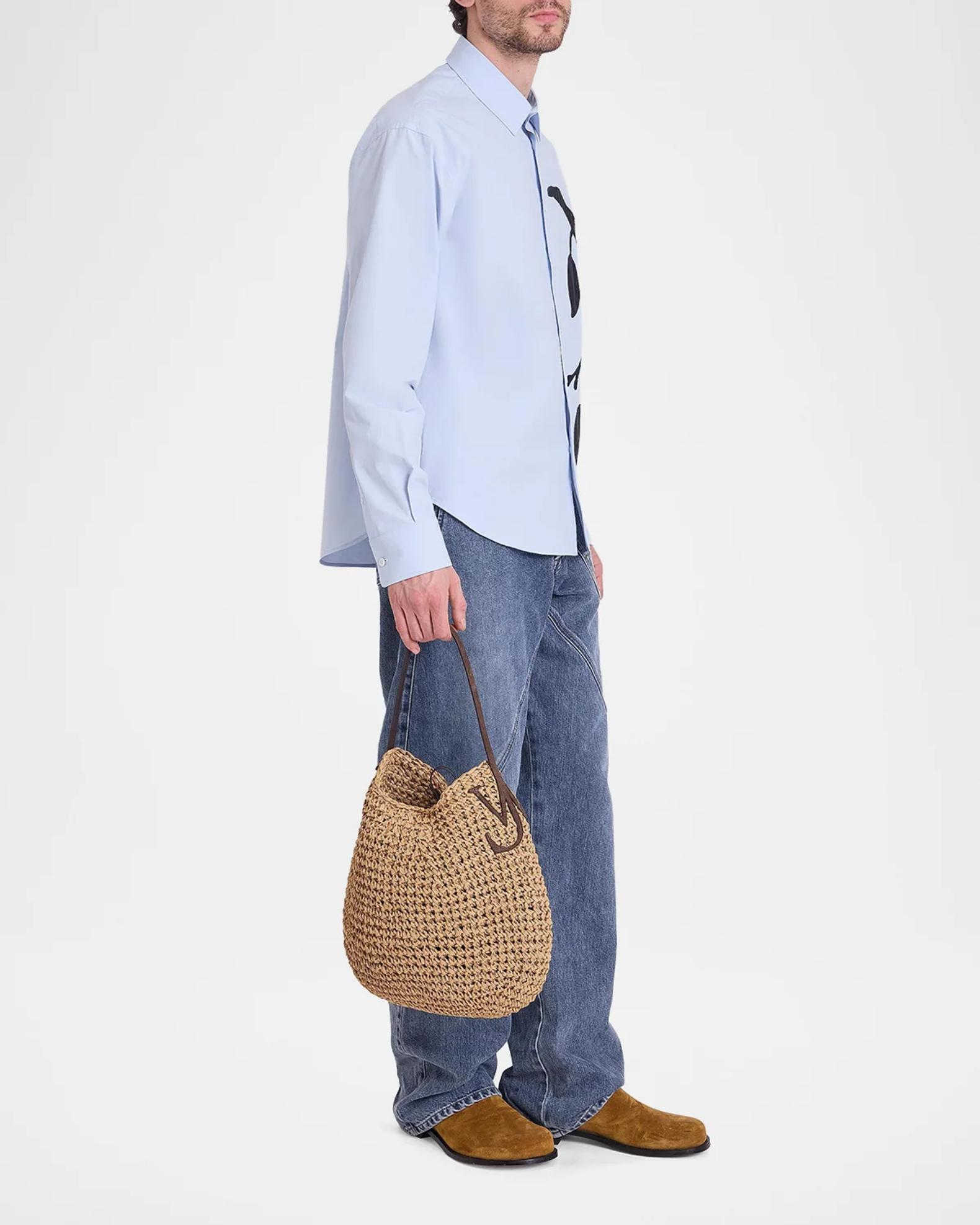 JW Anderson Small Bulb Crochet Raffia Shopper Tote Bag | Neiman Marcus