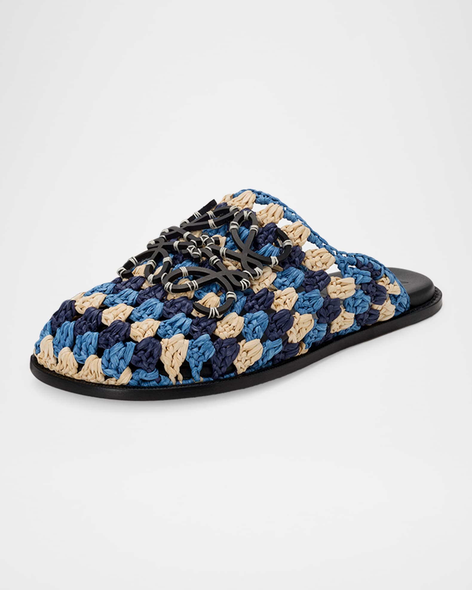 Loewe x Paula's Ibiza Men's Crochet Raffia Flex Mules | Neiman Marcus