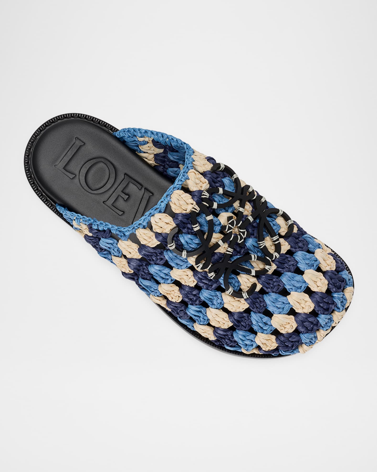 Loewe x Paula's Ibiza Men's Crochet Raffia Flex Mules | Neiman Marcus