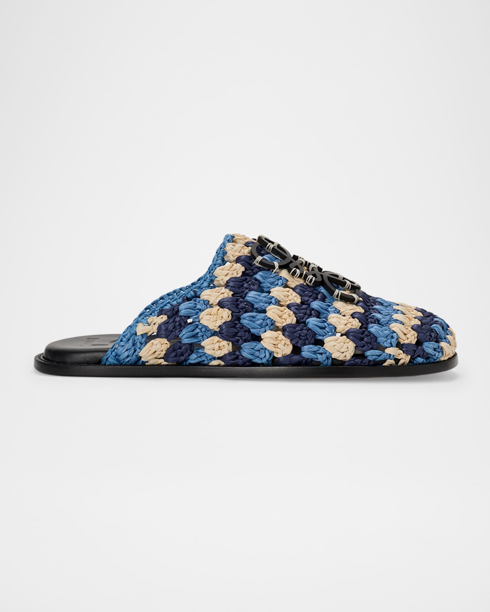 Loewe x Paula's Ibiza Men's Crochet Raffia Flex Mules | Neiman Marcus