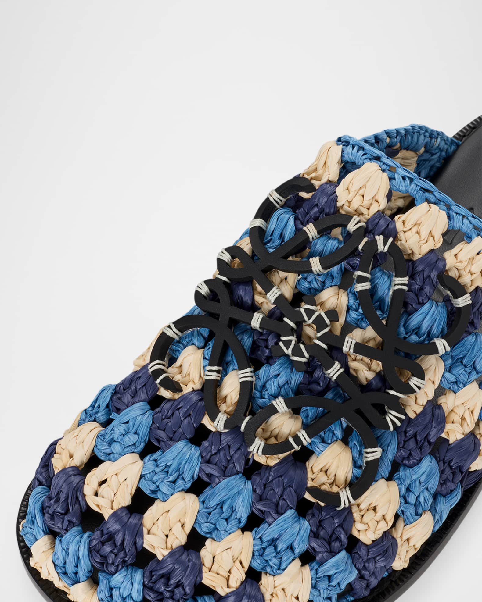 Loewe x Paula's Ibiza Men's Crochet Raffia Flex Mules | Neiman Marcus