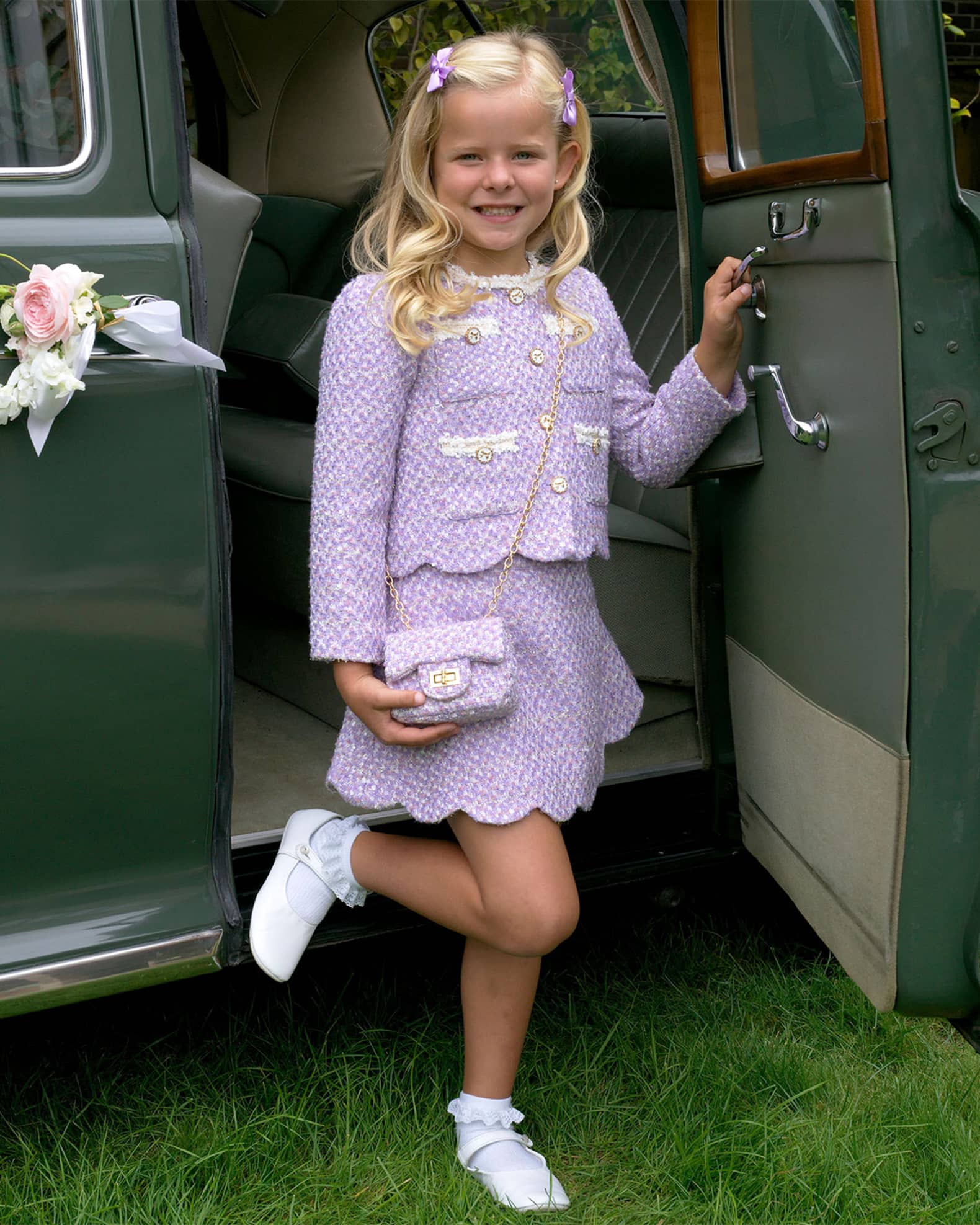 Rachel Riley Girl's Tweed Scalloped Jacket & Skirt Set, Size 4-10