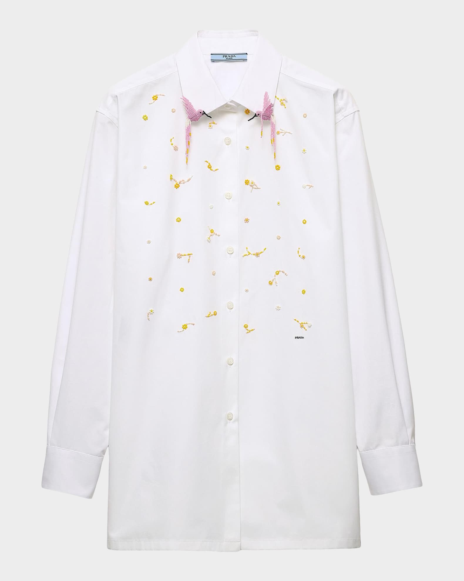 Prada Embroidered Poplin Shirt | Neiman Marcus