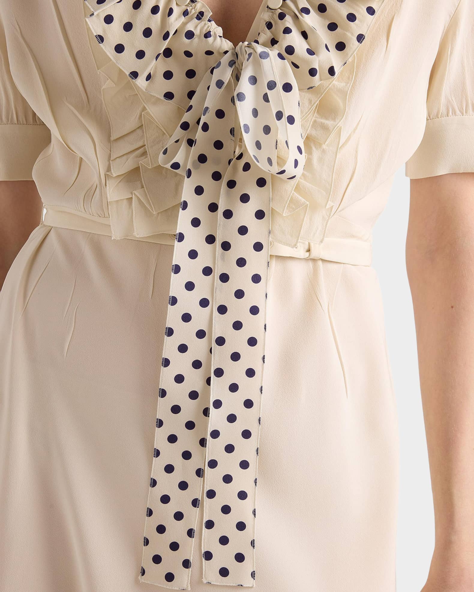 Prada Embroidered Silk Marocain Midi Dress | Neiman Marcus