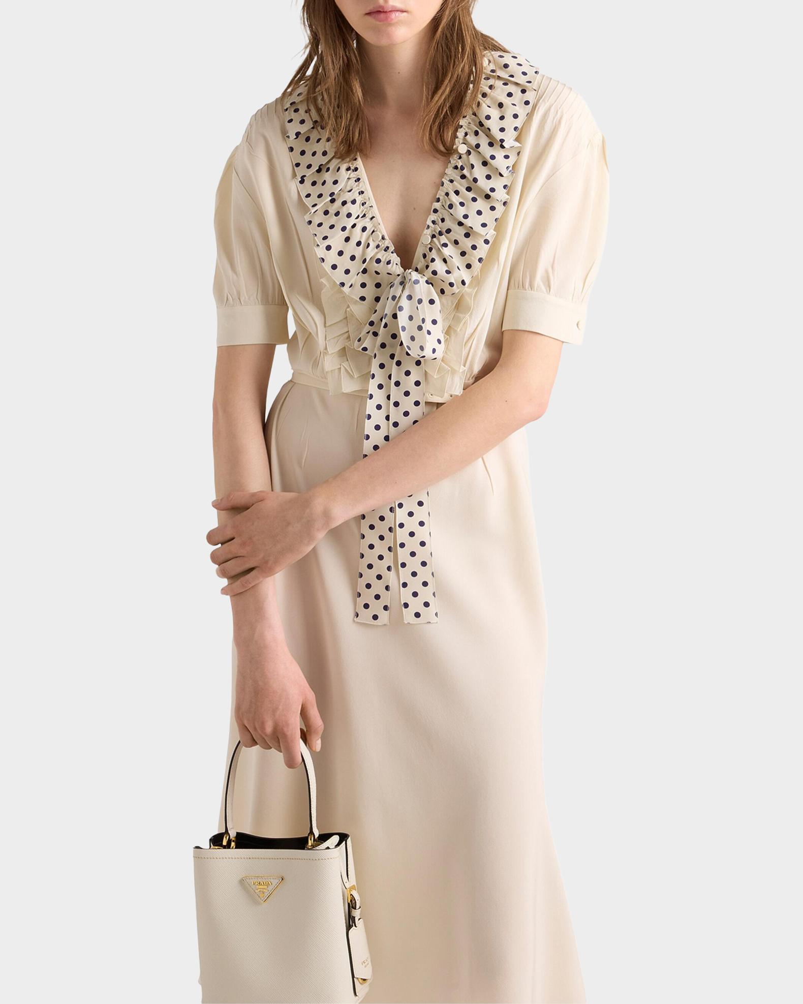 Prada Embroidered Marocain Dress, Woman, Natural, Size 38