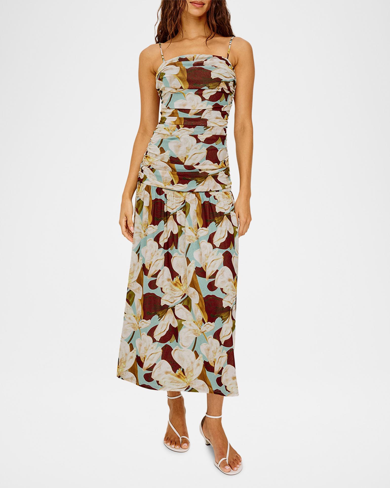 Rails Dolly Floral Ruched Mesh Dress | Neiman Marcus