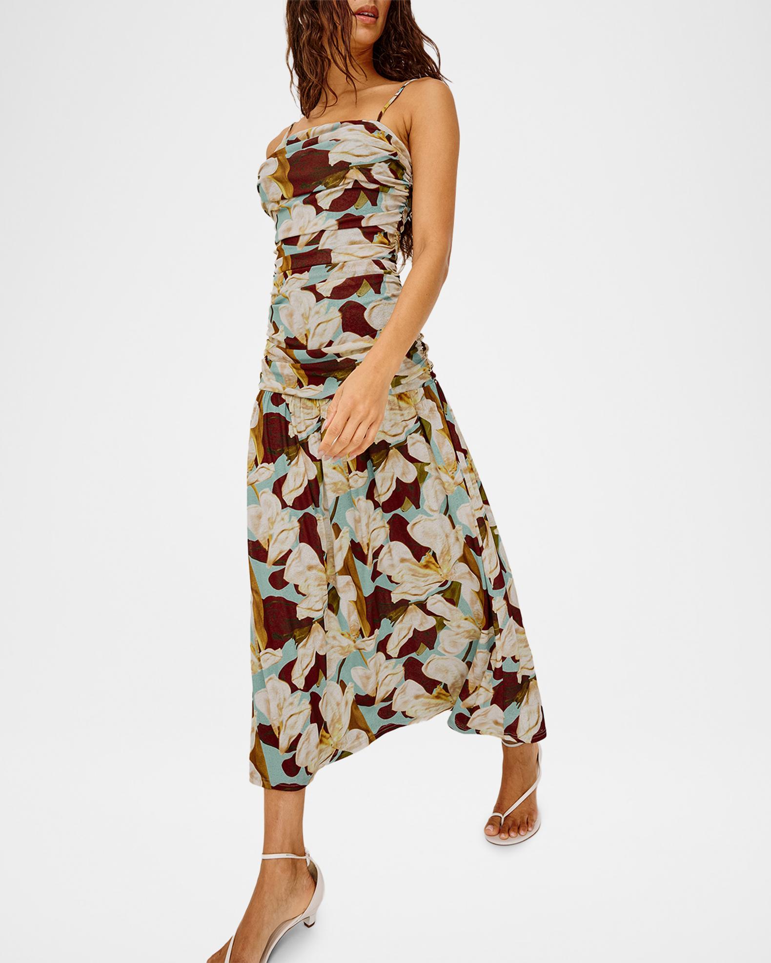 Rails Dolly Floral Ruched Mesh Dress | Neiman Marcus