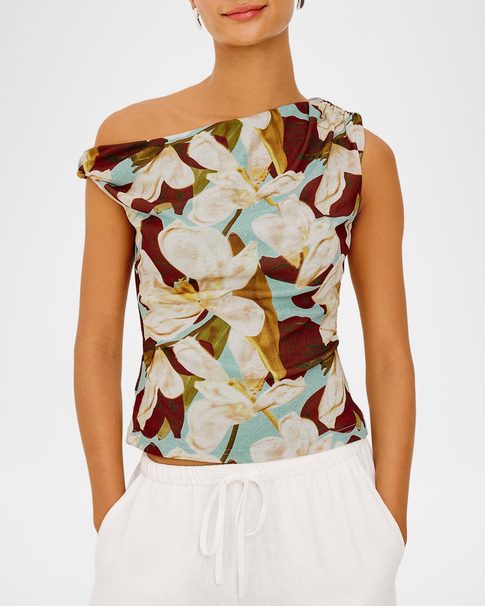 Rails Orelia Floral Ruched Mesh Top | Neiman Marcus