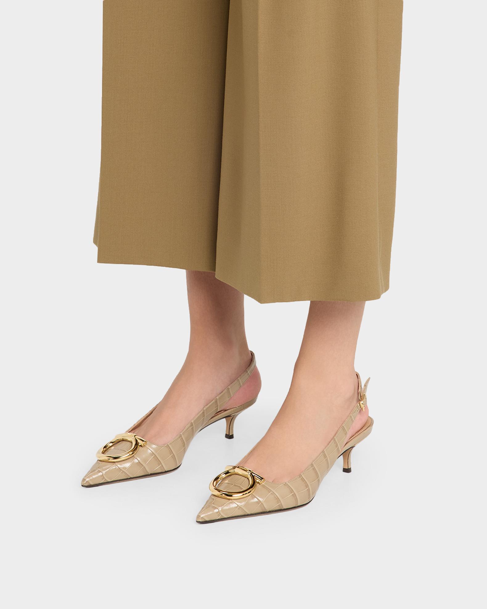 FERRAGAMO Sara 40MM Croc-Print Leather Slingback Pumps | Neiman Marcus