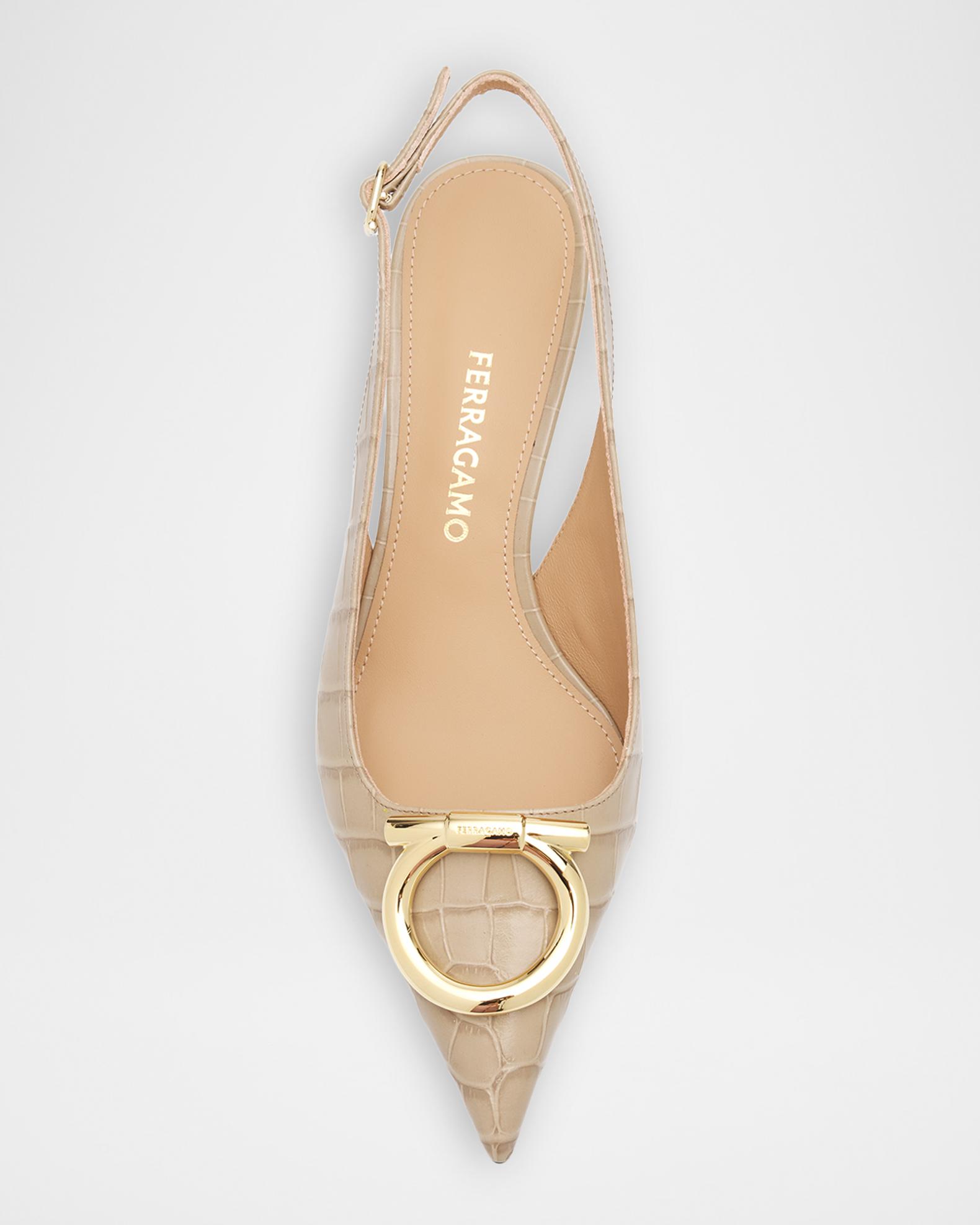 FERRAGAMO Sara 40MM Croc-Print Leather Slingback Pumps | Neiman Marcus